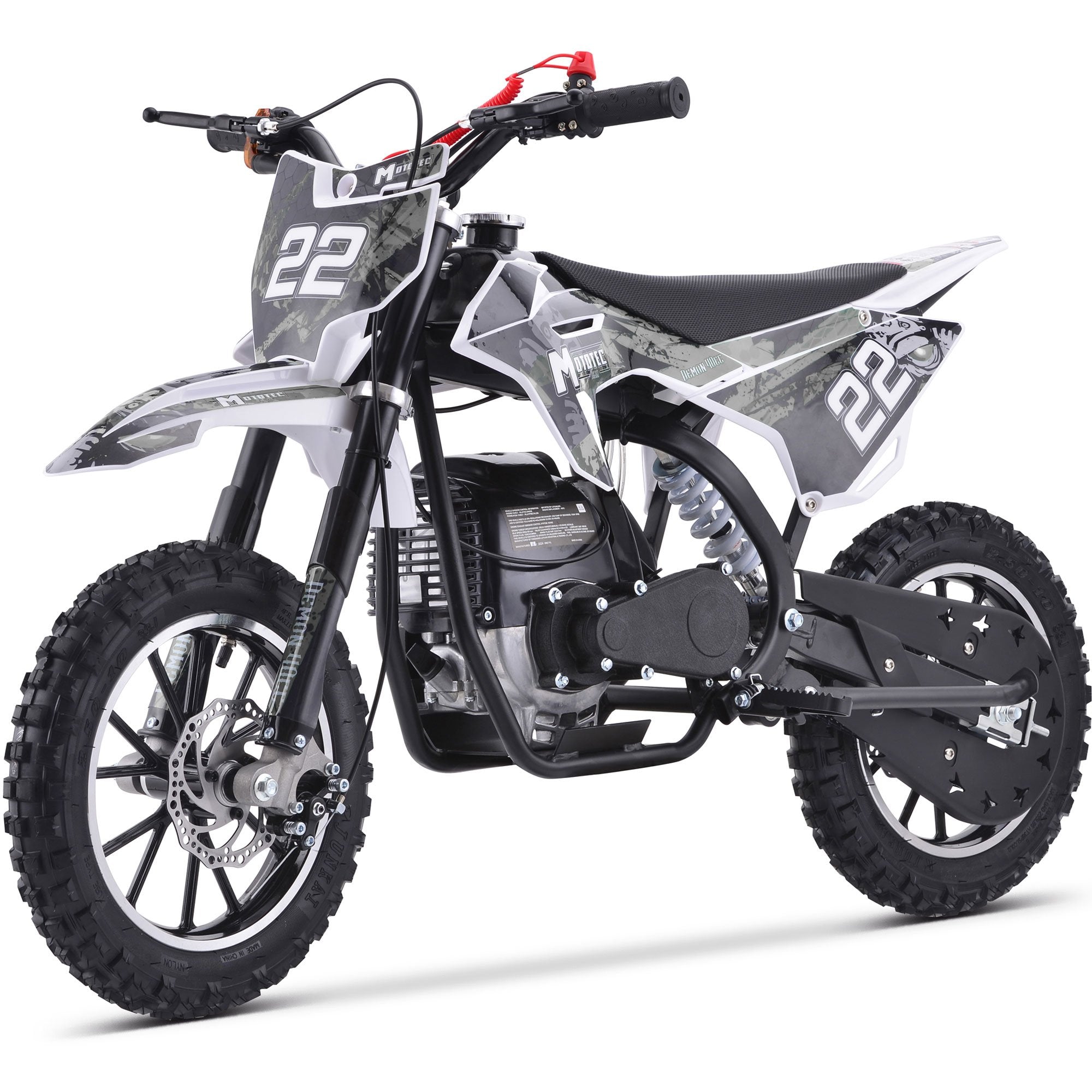 MotoTec Demon 40cc 4-Stroke Kids Gas Dirt Bike White