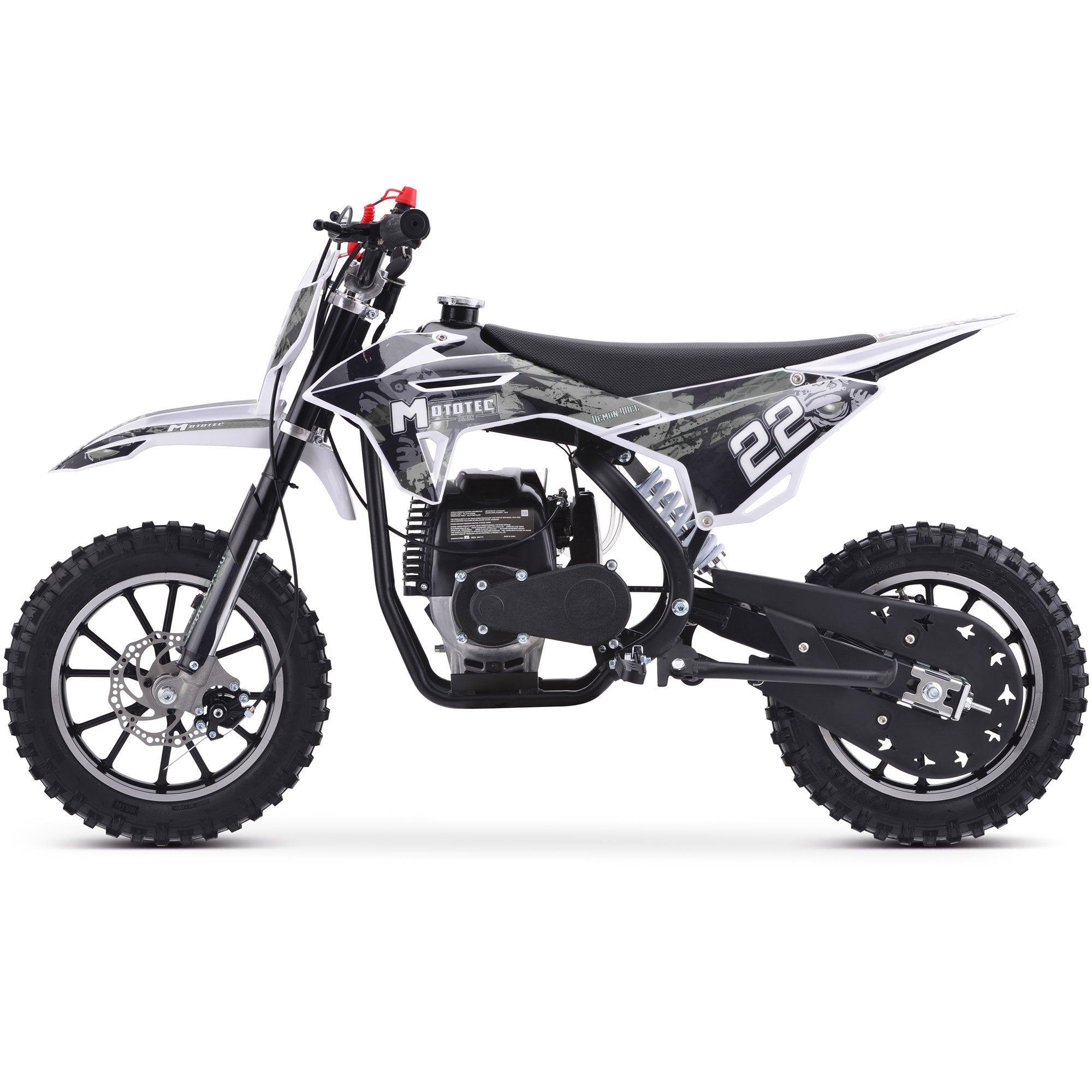 MotoTec Demon 40cc 4-Stroke Kids Gas Dirt Bike White