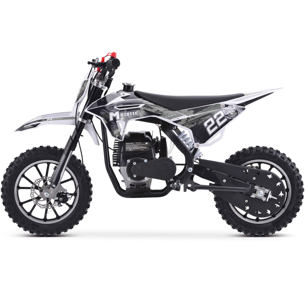 MotoTec Demon 40cc 4-Stroke Kids Gas Dirt Bike White