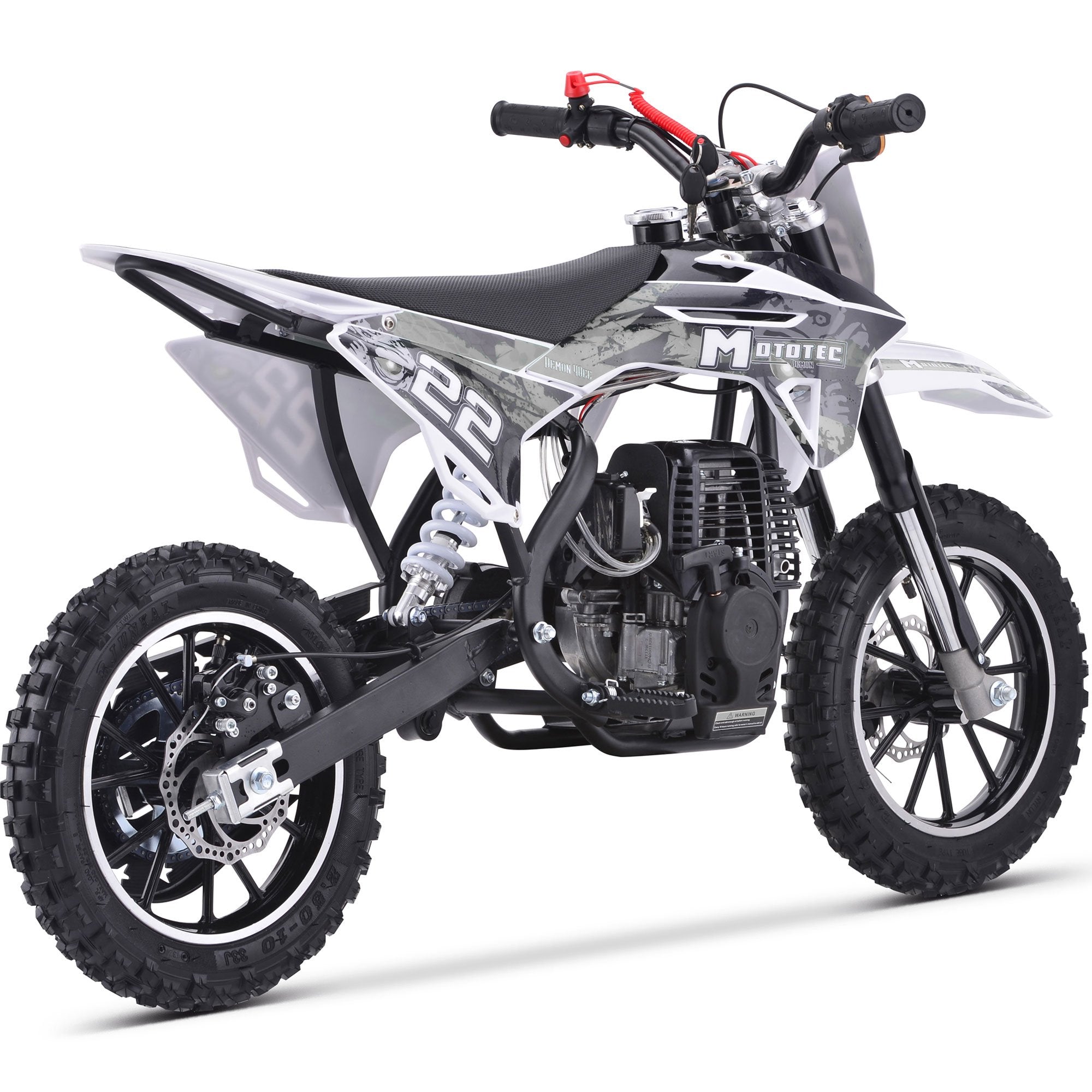 MotoTec Demon 40cc 4-Stroke Kids Gas Dirt Bike White