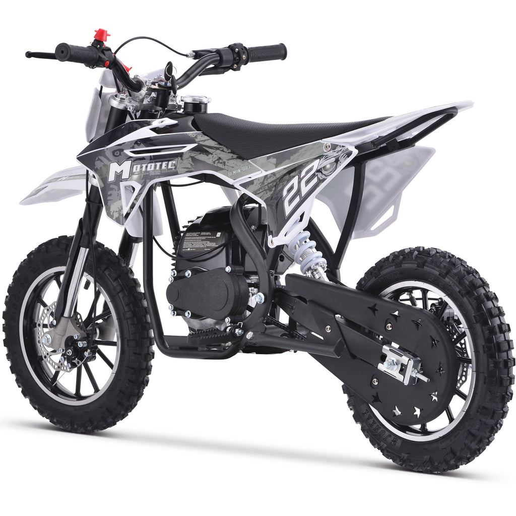 MotoTec Demon 40cc 4-Stroke Kids Gas Dirt Bike White
