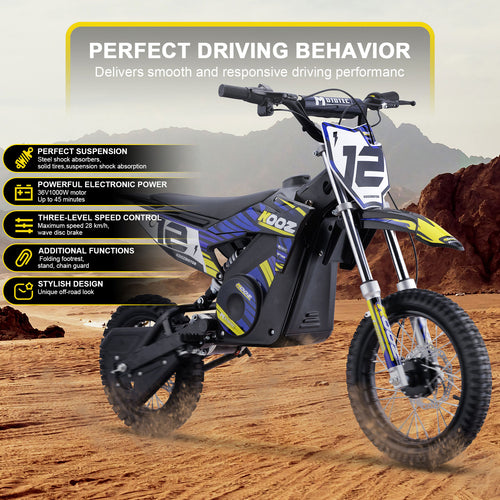 MotoTec 36v 1000w (HP112E) Electric Dirt Bike Blue