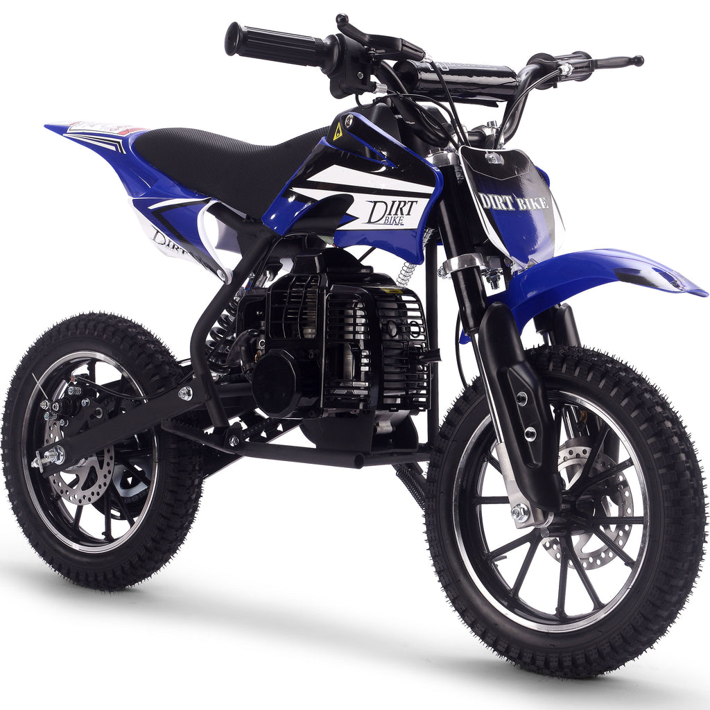 MotoTec Big Alien 50cc 2-Stroke Kids Gas Dirt Bike Blue
