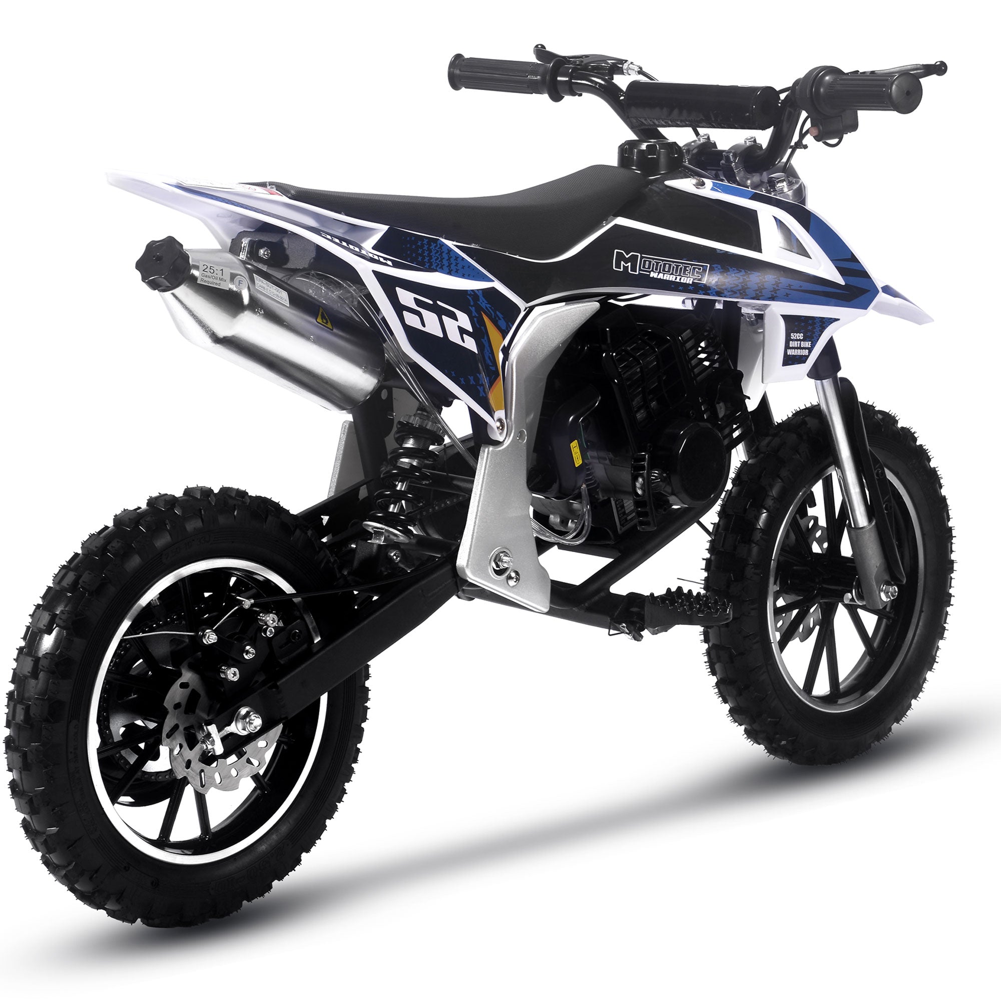 MotoTec Warrior 52cc 2-Stroke Kids Gas Dirt Bike Black