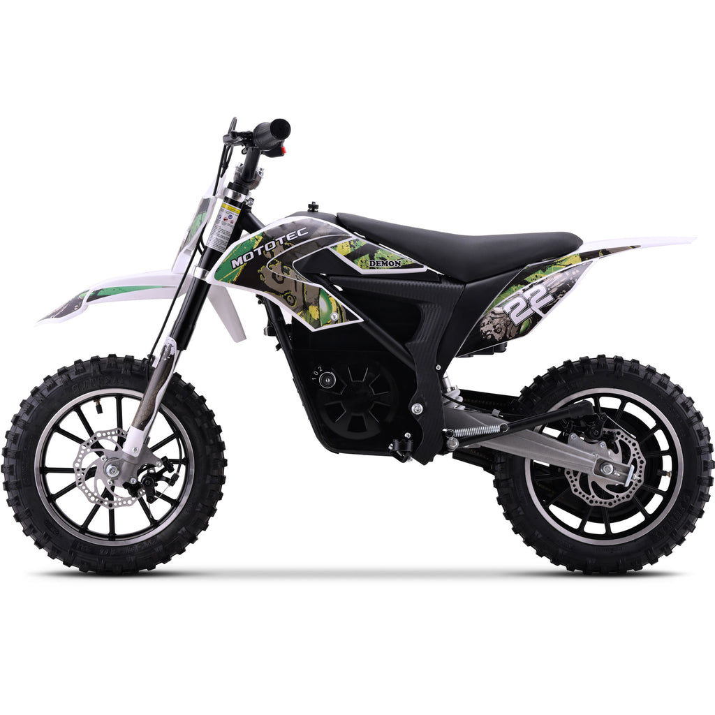 MotoTec 36v 790w Demon Electric Dirt Bike Lithium Green