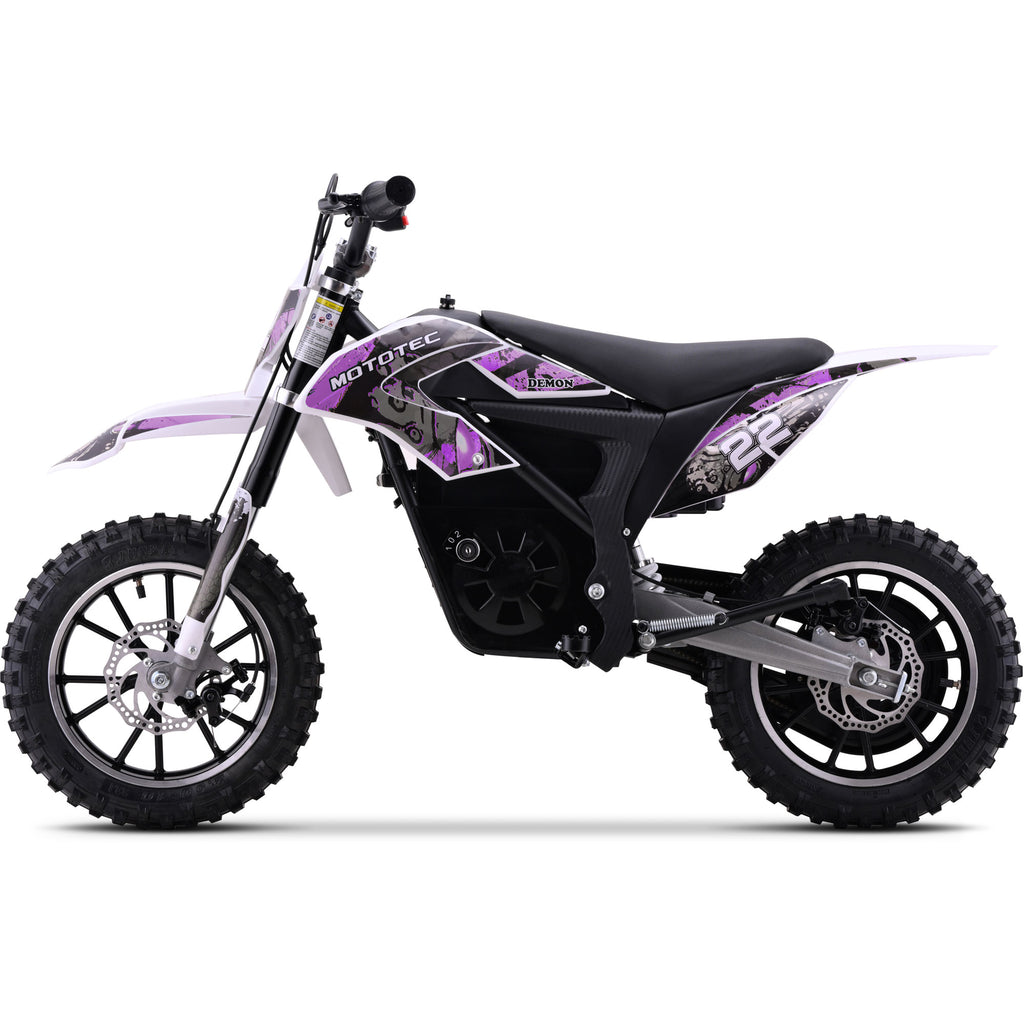 MotoTec 36v 790w Demon Electric Dirt Bike Lithium Purple