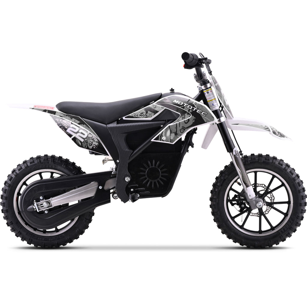MotoTec 36v 790w Demon Electric Dirt Bike Lithium White