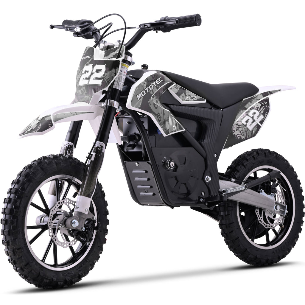 MotoTec 36v 790w Demon Electric Dirt Bike Lithium White