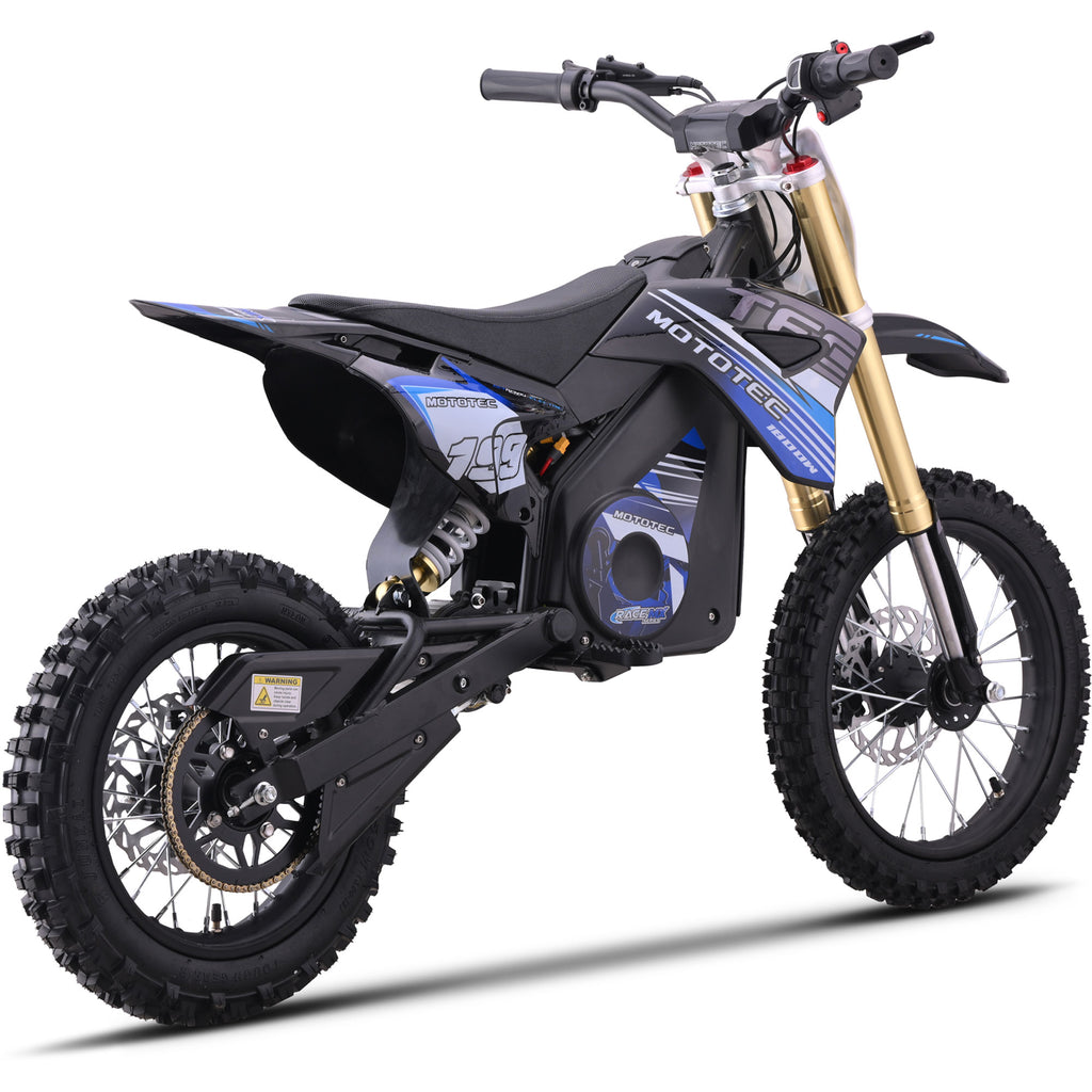 MotoTec 48v 1800w Pro Electric Dirt Bike Lithium Blue