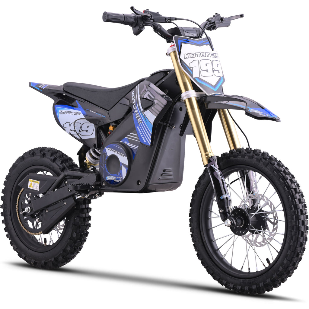 MotoTec 48v 1800w Pro Electric Dirt Bike Lithium Blue