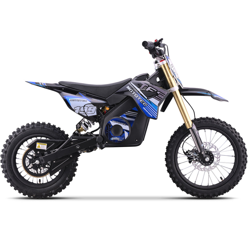 MotoTec 48v 1800w Pro Electric Dirt Bike Lithium Blue