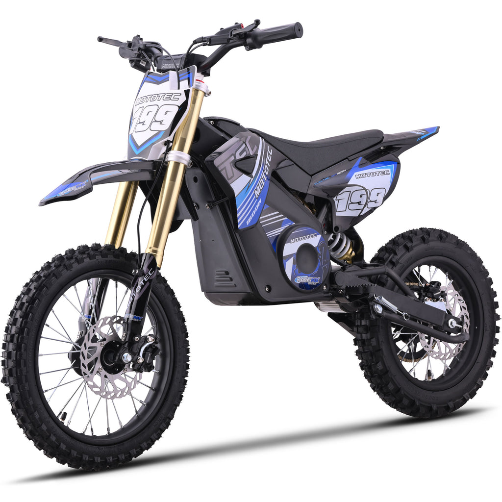 MotoTec 48v 1800w Pro Electric Dirt Bike Lithium Blue