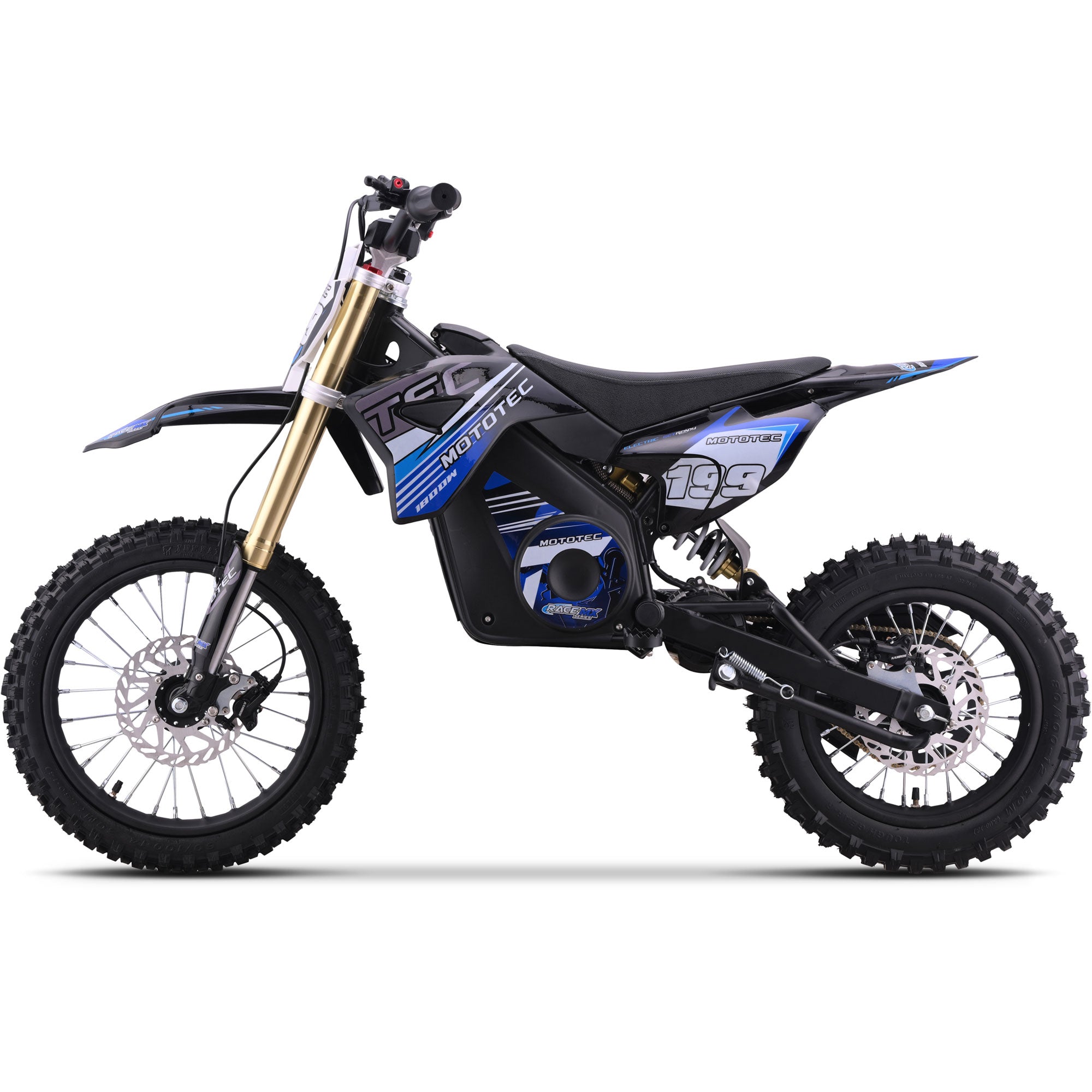 MotoTec 48v 1800w Pro Electric Dirt Bike Lithium Blue