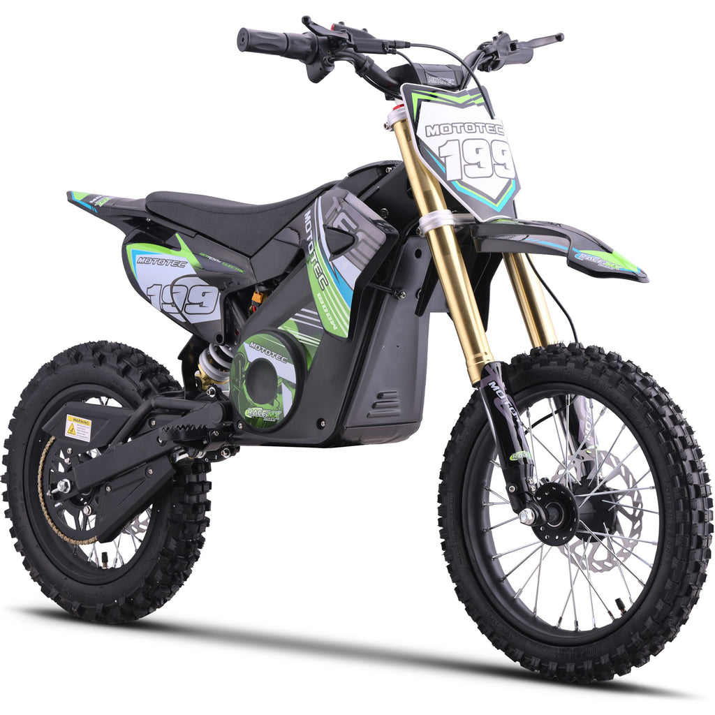 MotoTec 48v 1800w Pro Electric Dirt Bike Lithium Green