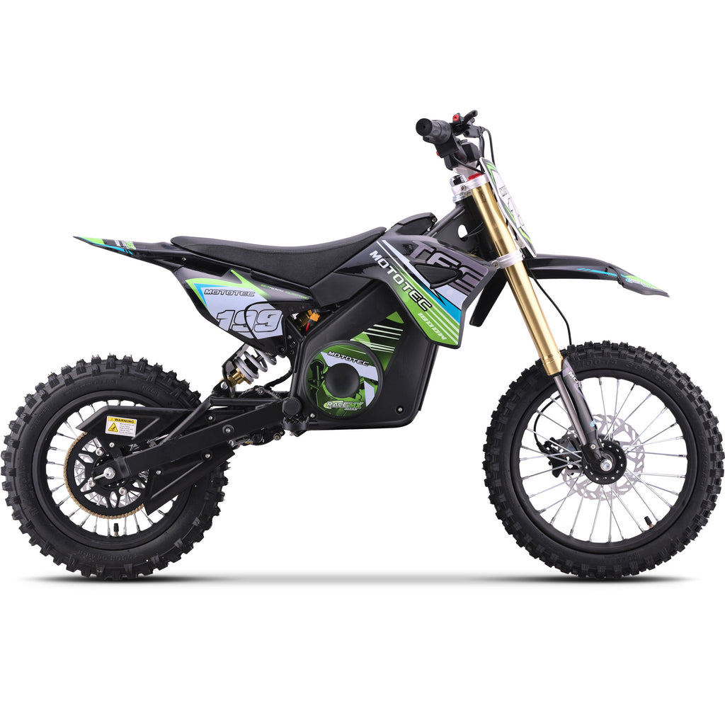 MotoTec 48v 1800w Pro Electric Dirt Bike Lithium Green