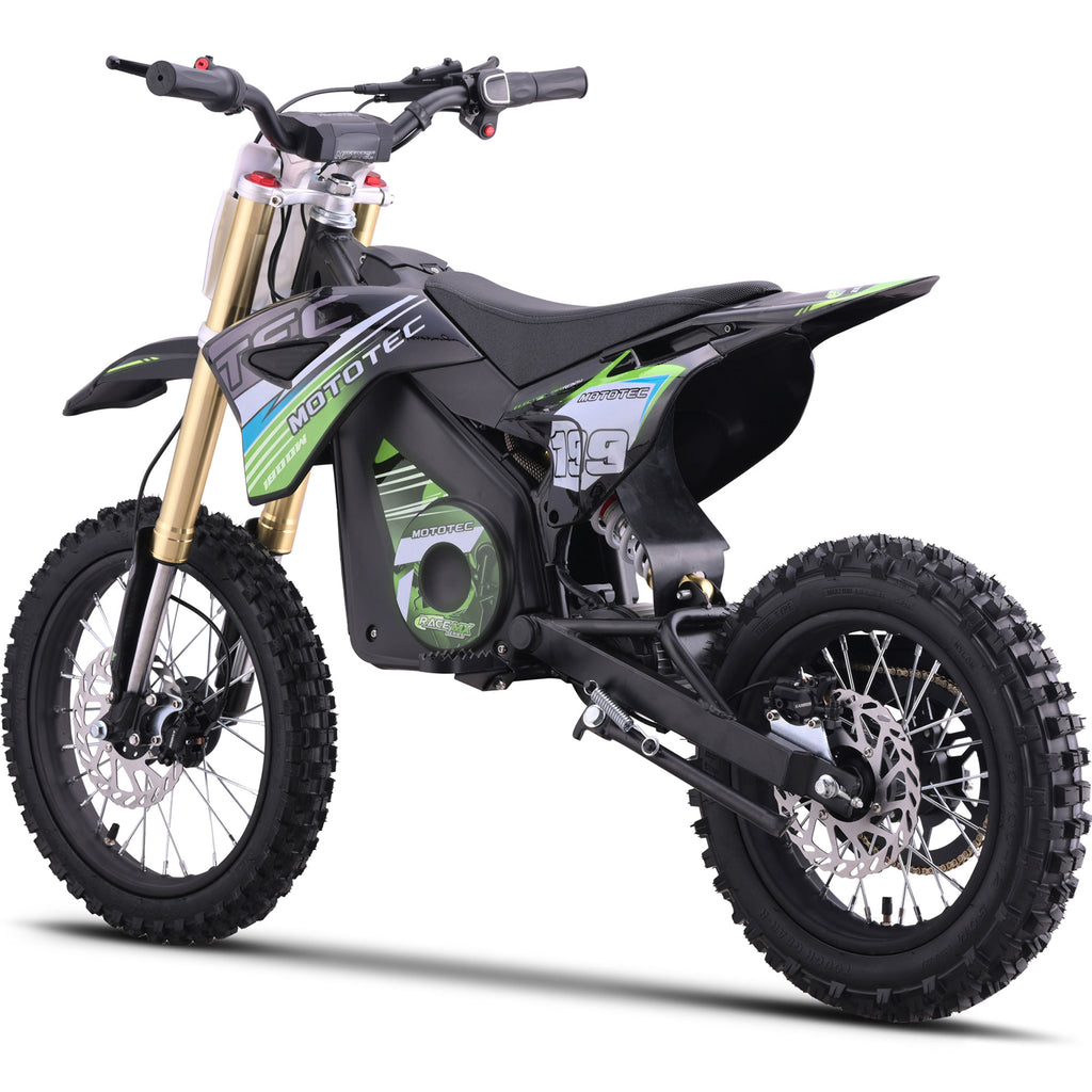 MotoTec 48v 1800w Pro Electric Dirt Bike Lithium Green