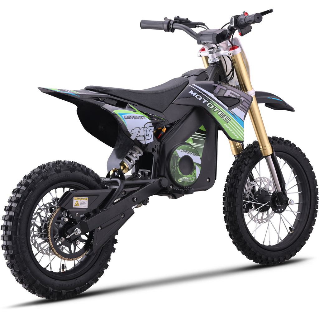 MotoTec 48v 1800w Pro Electric Dirt Bike Lithium Green