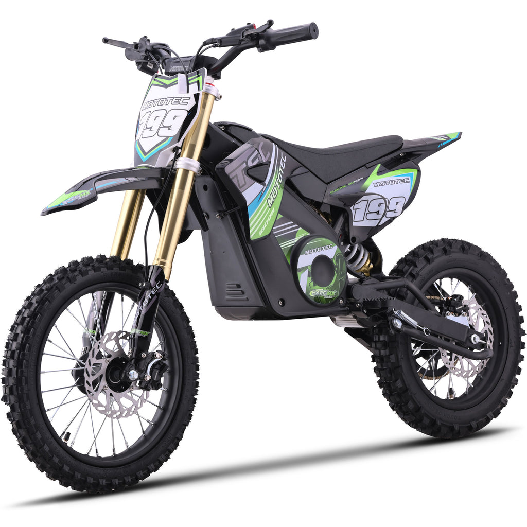 MotoTec 48v 1800w Pro Electric Dirt Bike Lithium Green