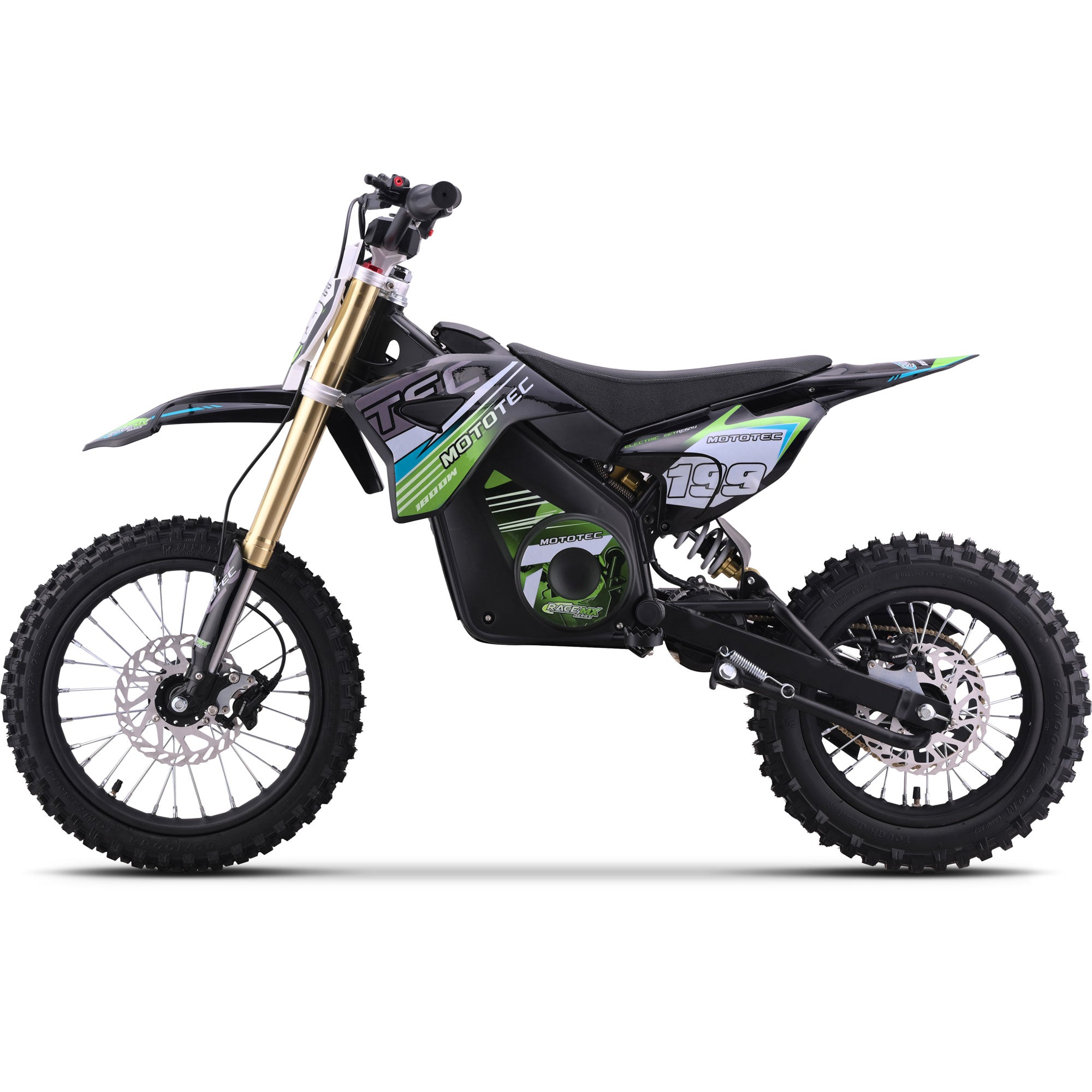 MotoTec 48v 1800w Pro Electric Dirt Bike Lithium Green