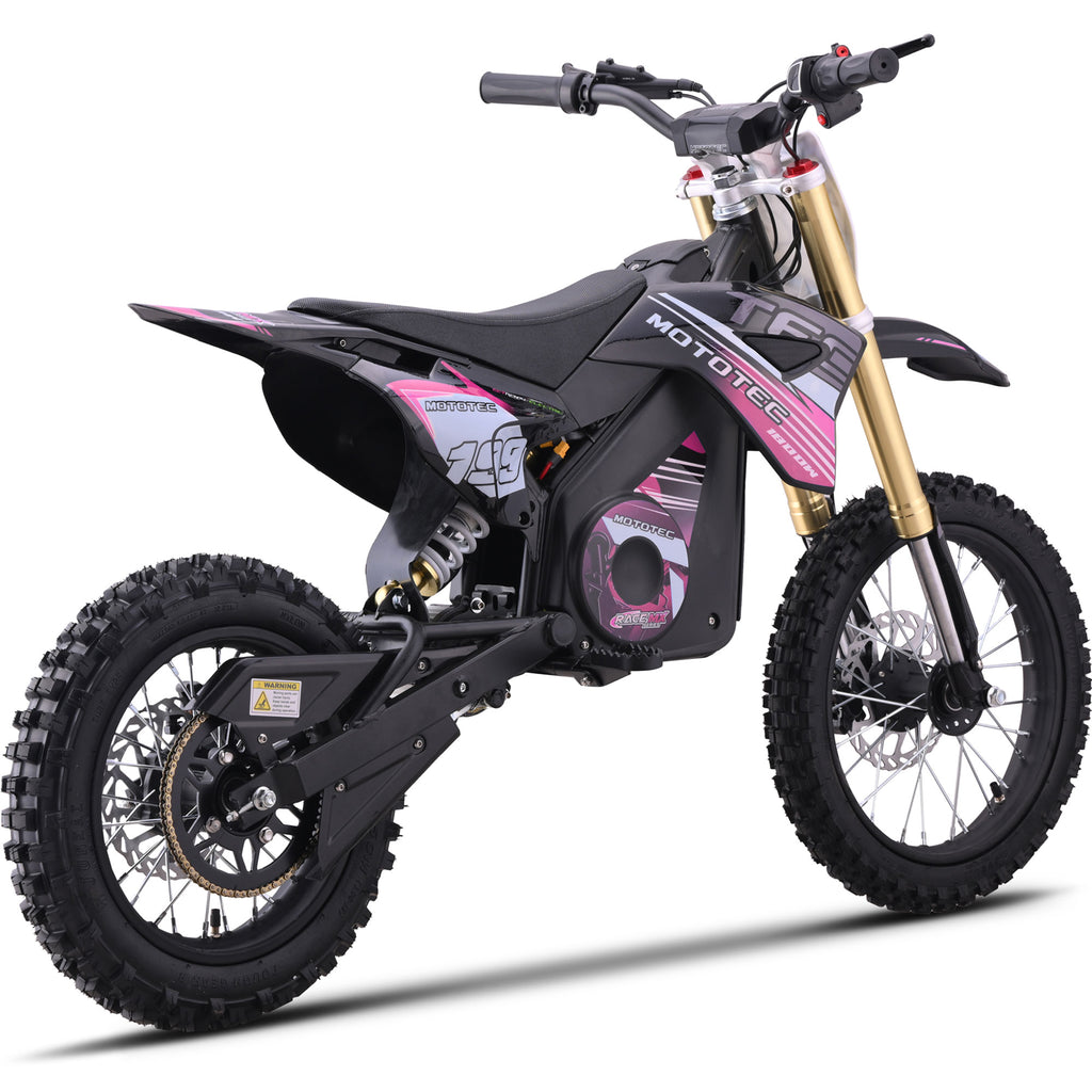 MotoTec 48v 1800w Pro Electric Dirt Bike Lithium Pink