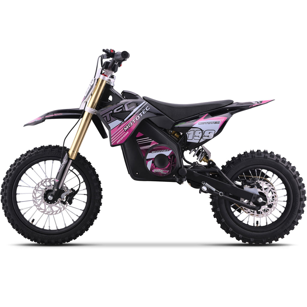 MotoTec 48v 1800w Pro Electric Dirt Bike Lithium Pink