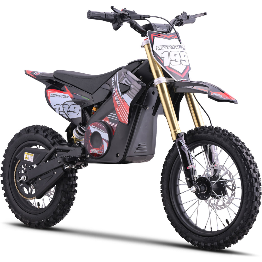MotoTec 48v 1800w Pro Electric Dirt Bike Lithium Red