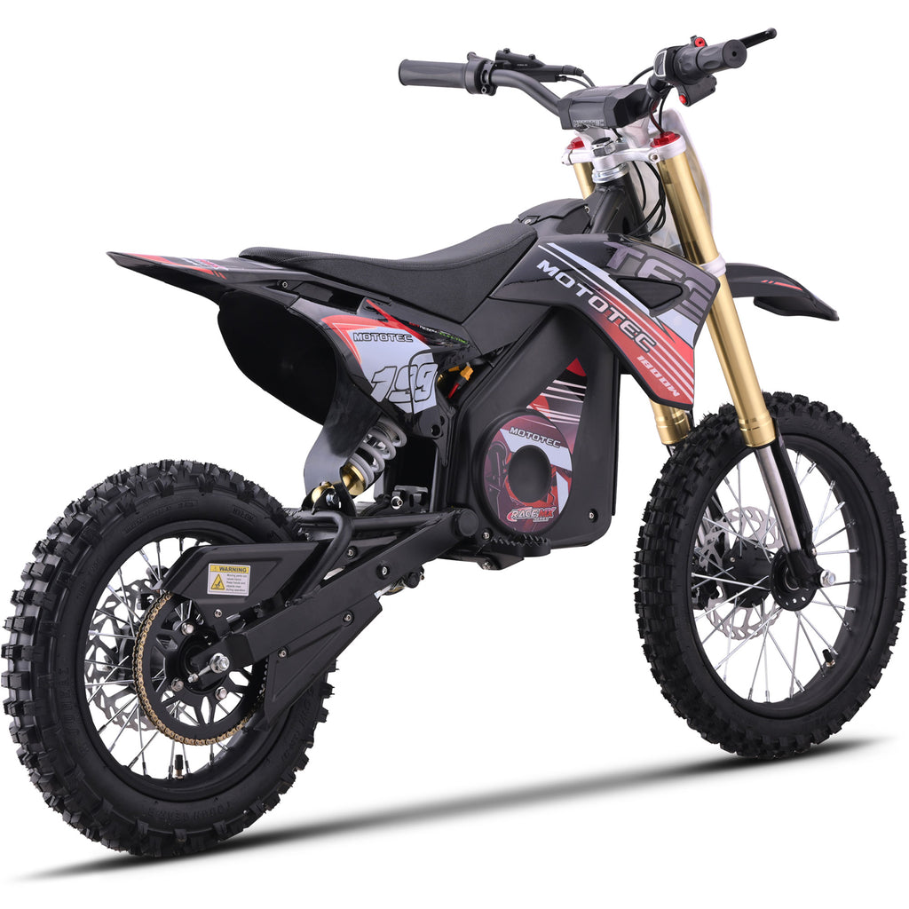 MotoTec 48v 1800w Pro Electric Dirt Bike Lithium Red