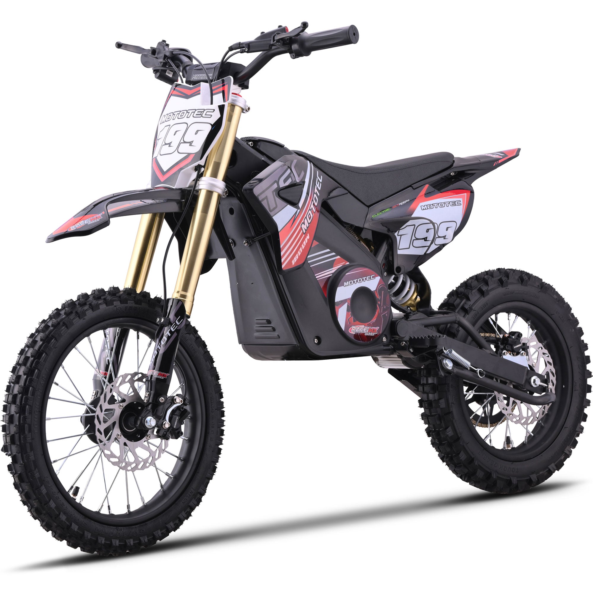 MotoTec 48v 1800w Pro Electric Dirt Bike Lithium Red
