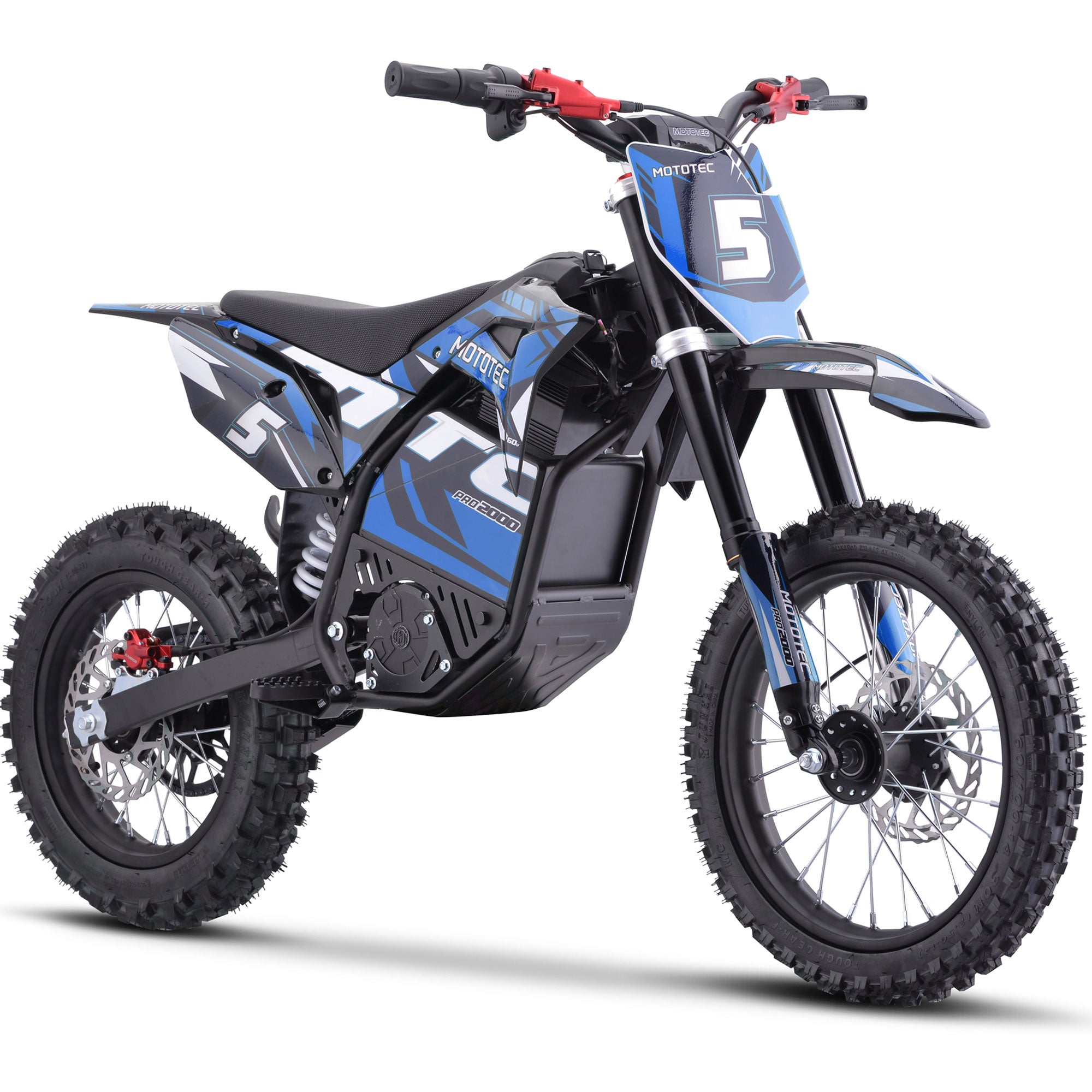 MotoTec 60v 2000w Pro Electric Dirt Bike Lithium Blue