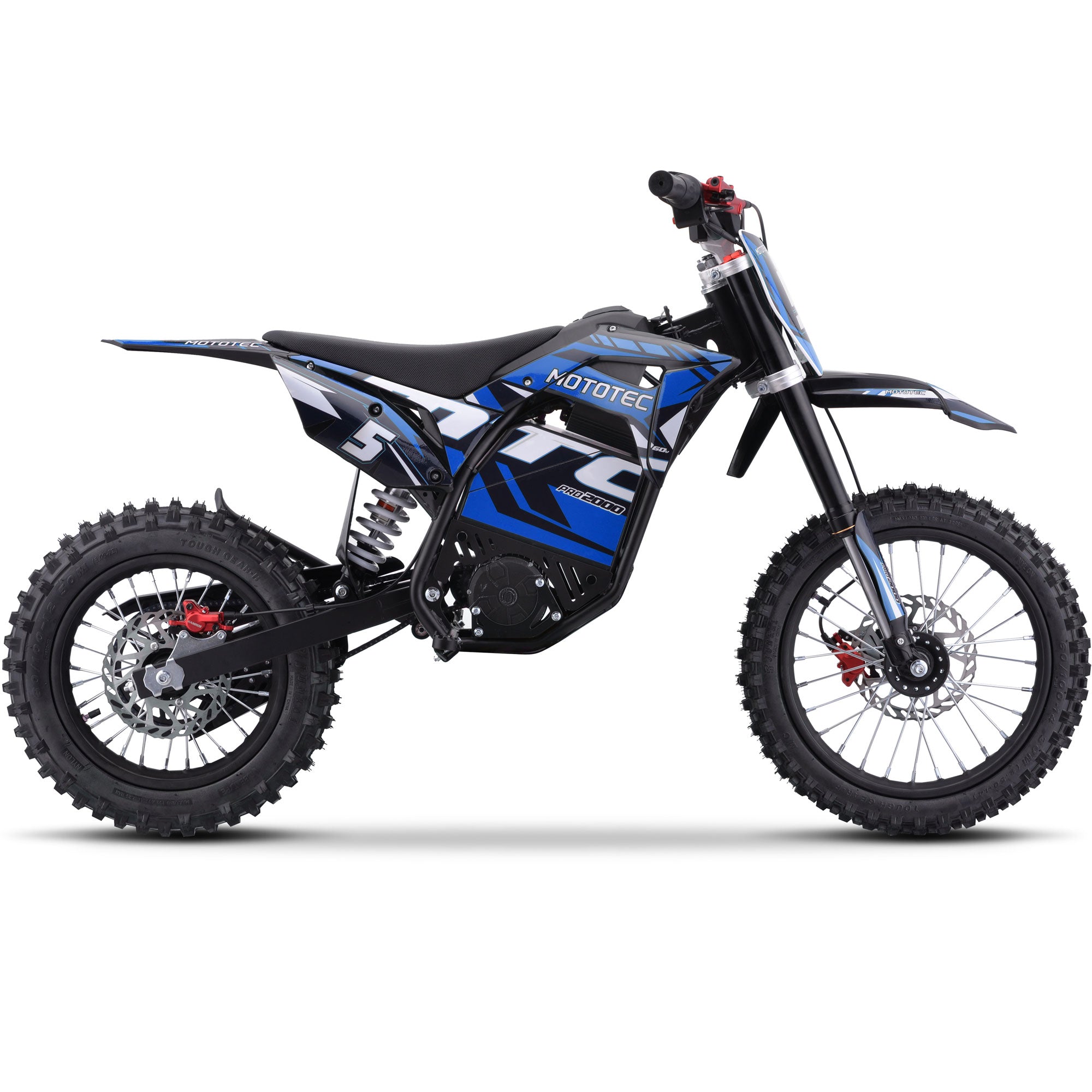 MotoTec 60v 2000w Pro Electric Dirt Bike Lithium Blue