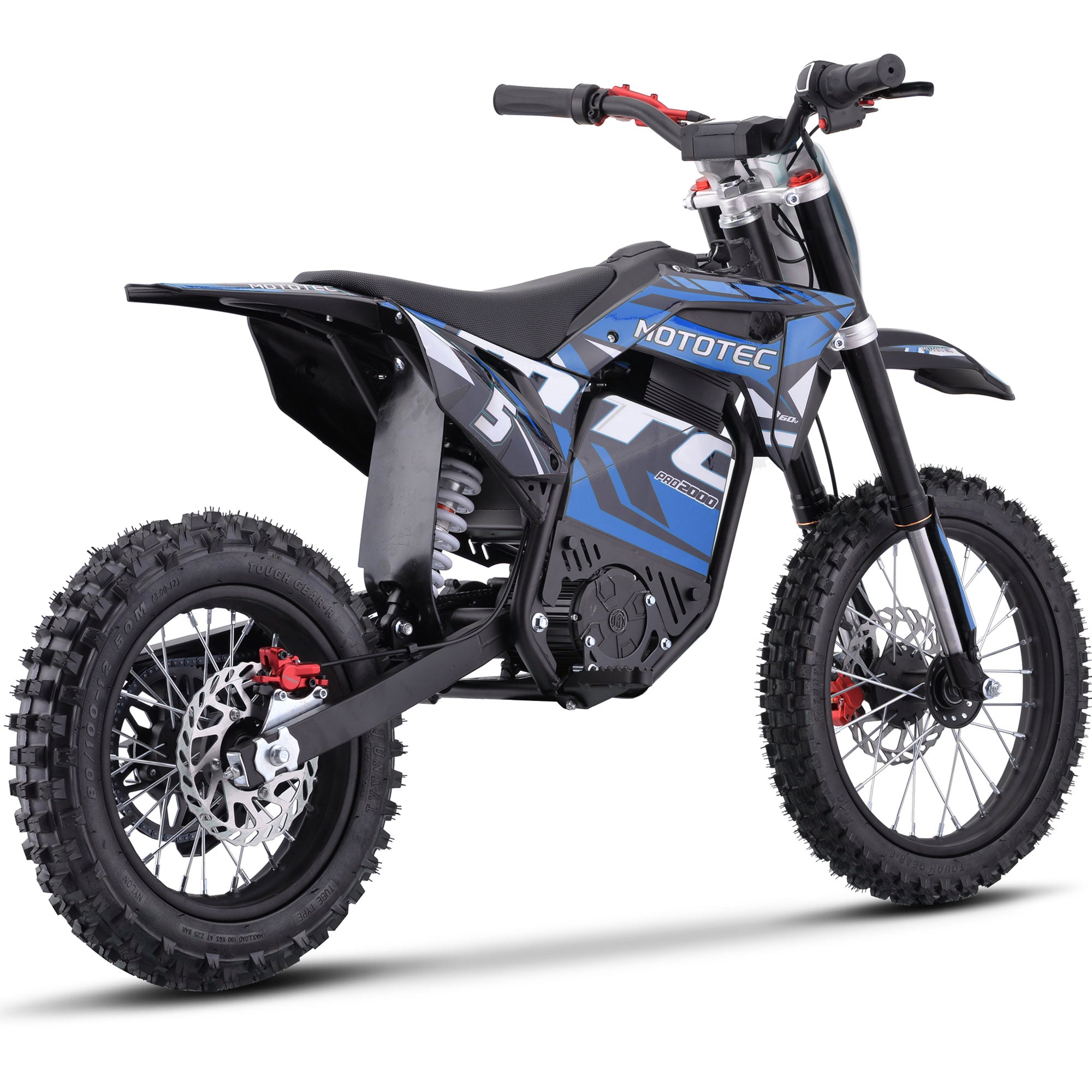 MotoTec 60v 2000w Pro Electric Dirt Bike Lithium Blue