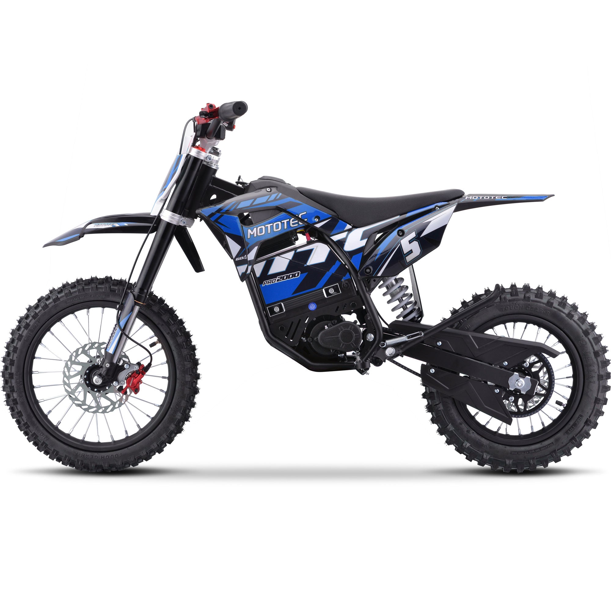MotoTec 60v 2000w Pro Electric Dirt Bike Lithium Blue