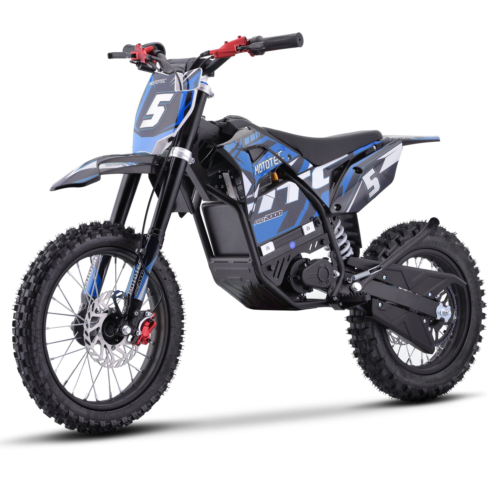 MotoTec 60v 2000w Pro Electric Dirt Bike Lithium Blue