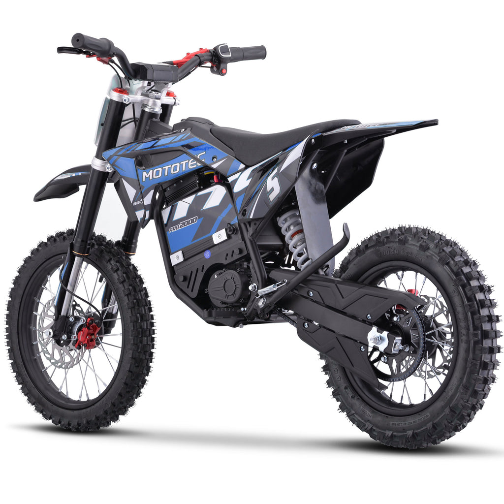 MotoTec 60v 2000w Pro Electric Dirt Bike Lithium Blue