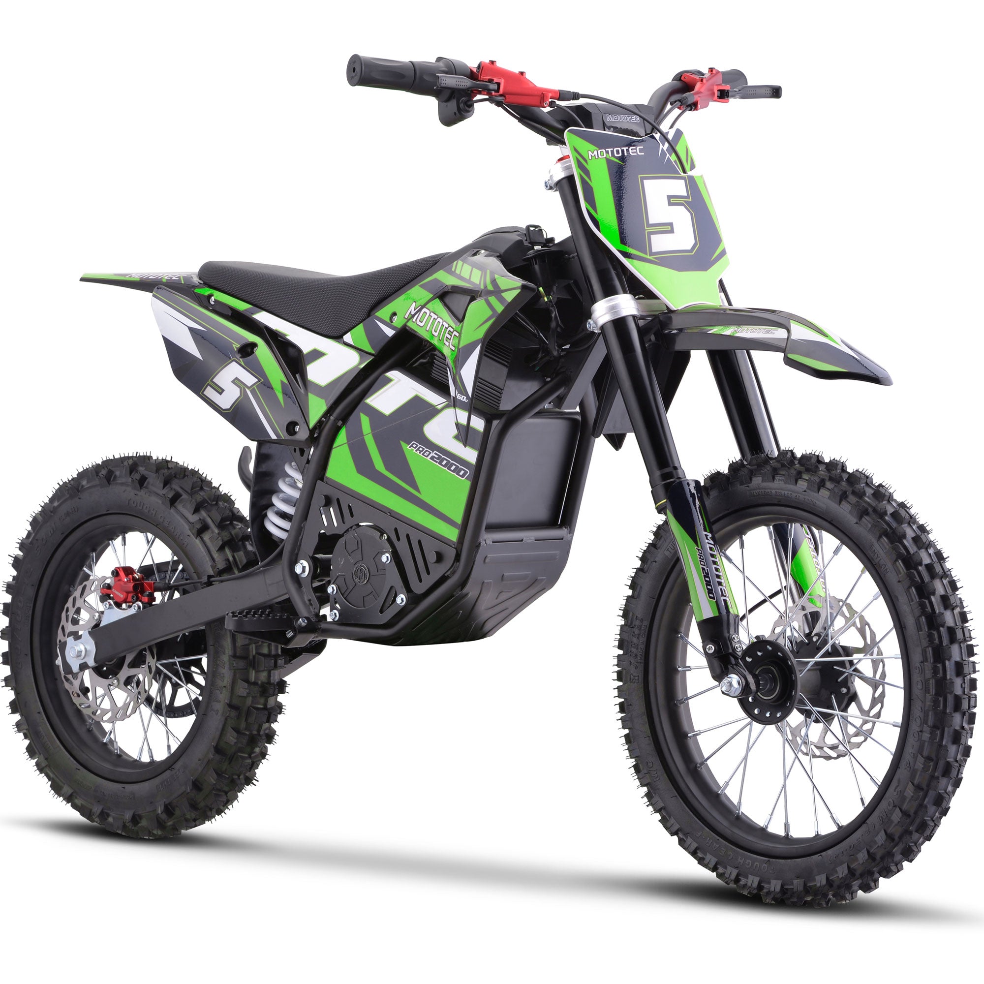 MotoTec 60v 2000w Pro Electric Dirt Bike Lithium Green