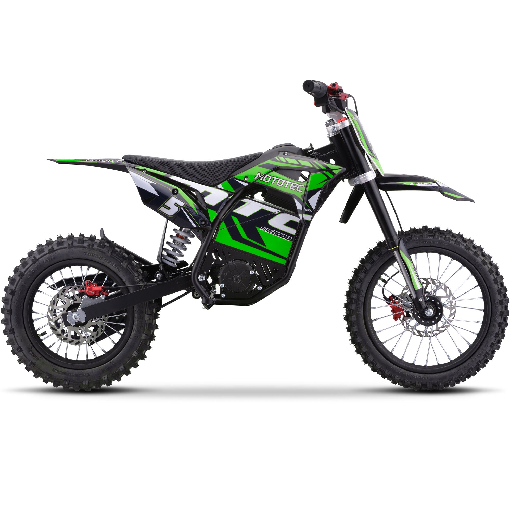 MotoTec 60v 2000w Pro Electric Dirt Bike Lithium Green