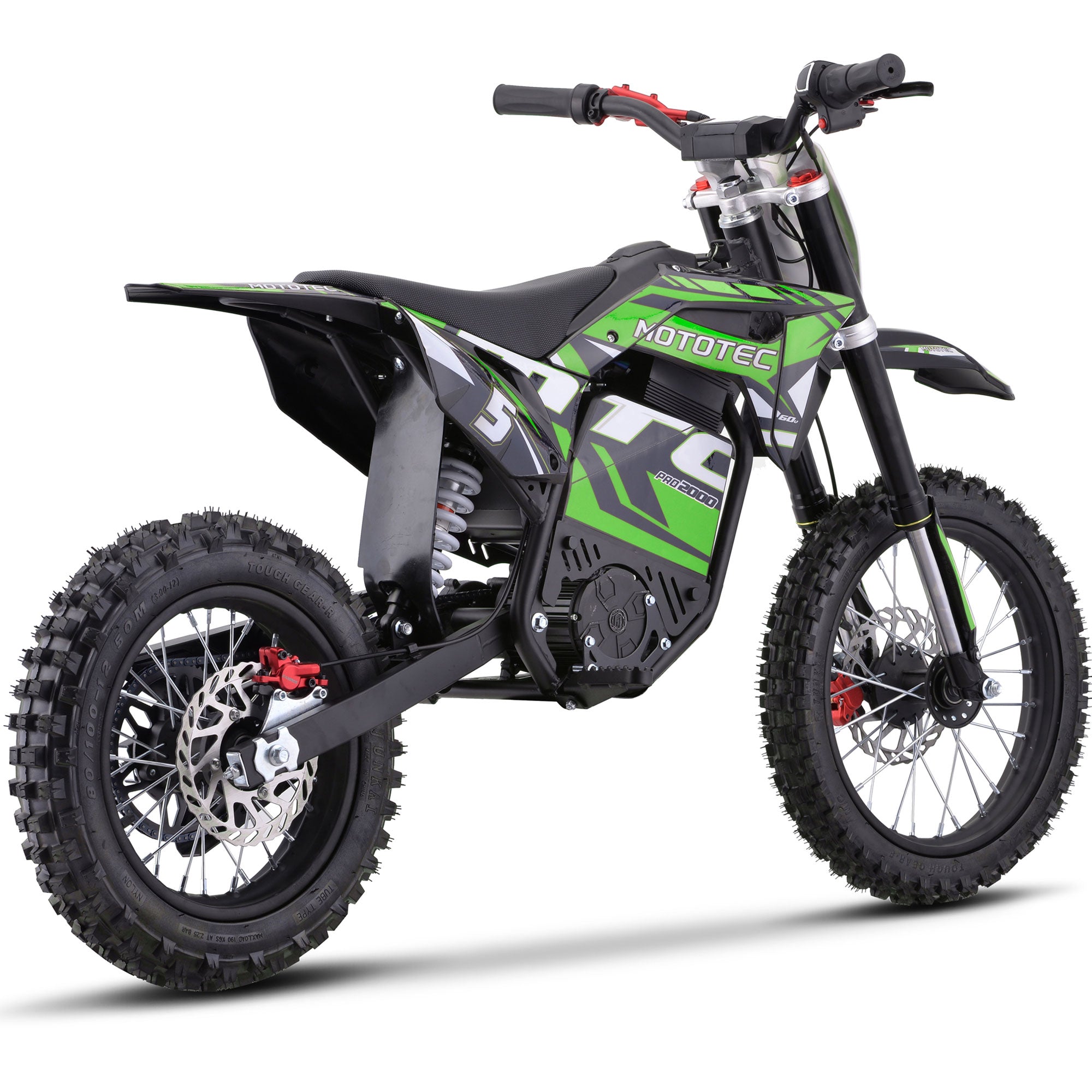 MotoTec 60v 2000w Pro Electric Dirt Bike Lithium Green