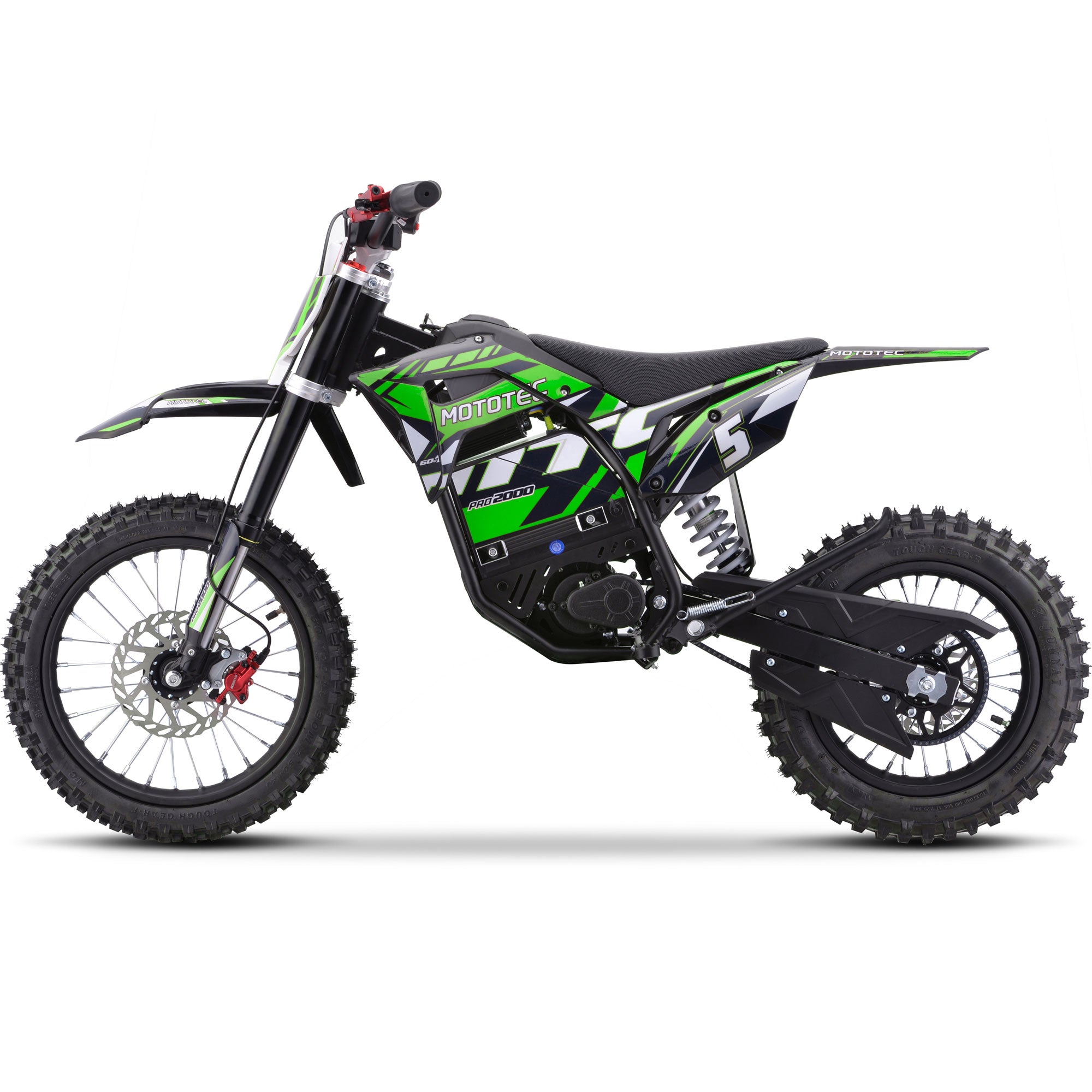 MotoTec 60v 2000w Pro Electric Dirt Bike Lithium Green