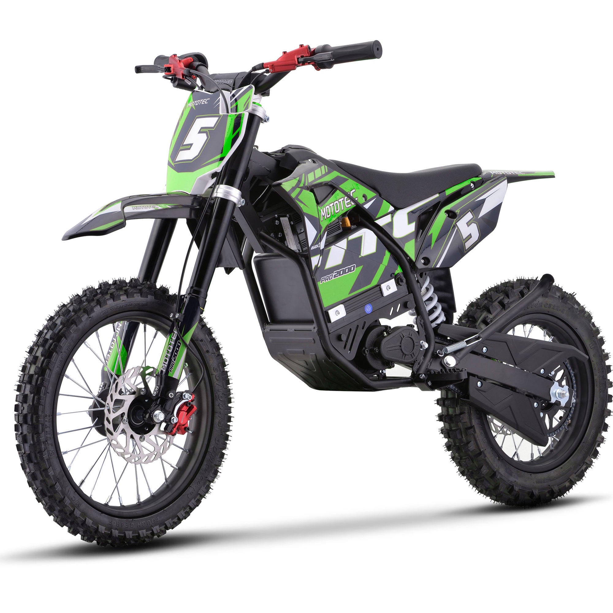 MotoTec 60v 2000w Pro Electric Dirt Bike Lithium Green