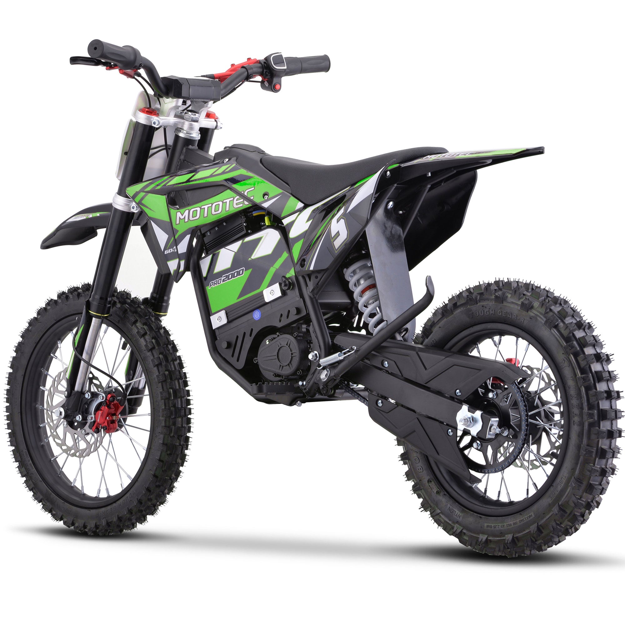 MotoTec 60v 2000w Pro Electric Dirt Bike Lithium Green