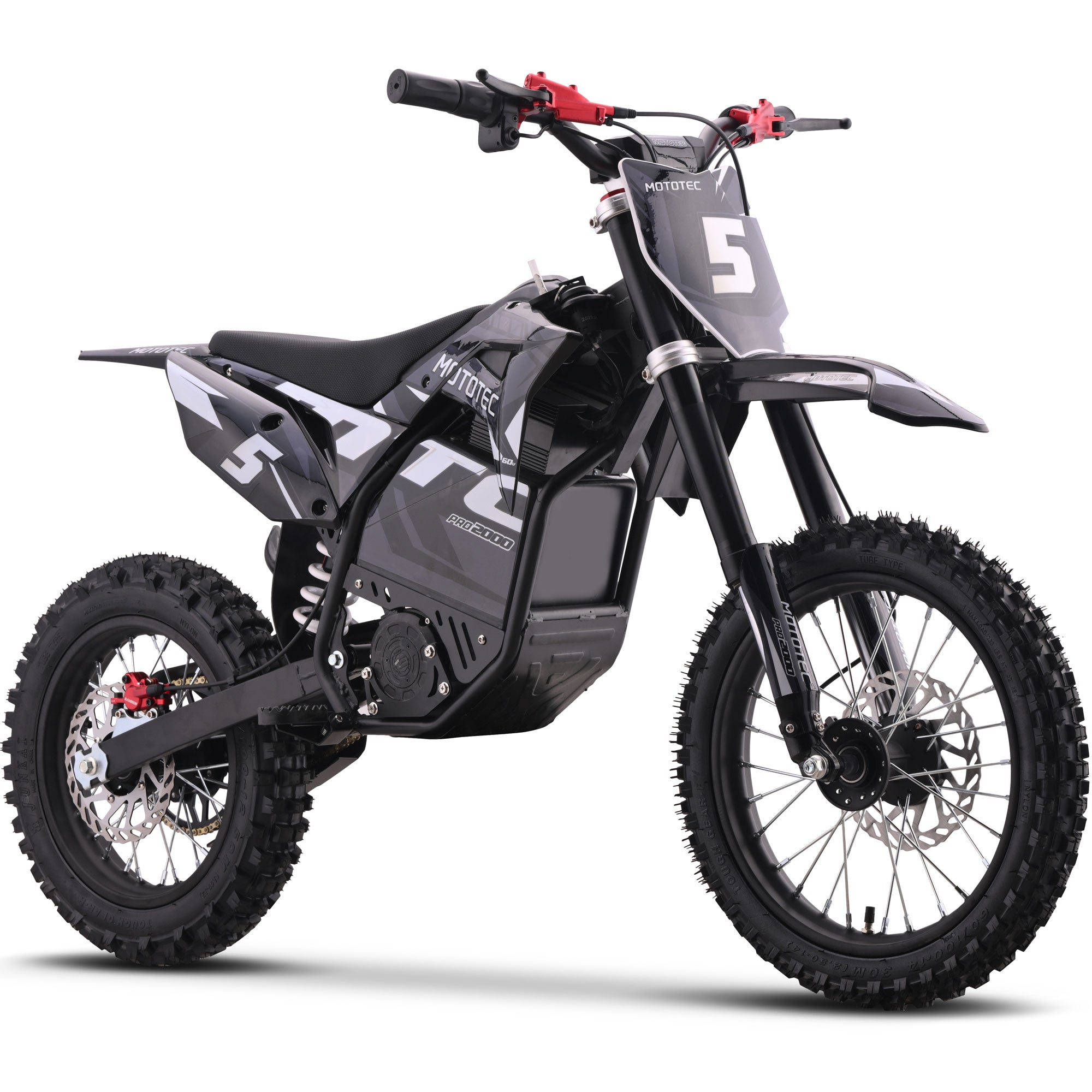 MotoTec 60v 2000w Pro Electric Dirt Bike Lithium Grey