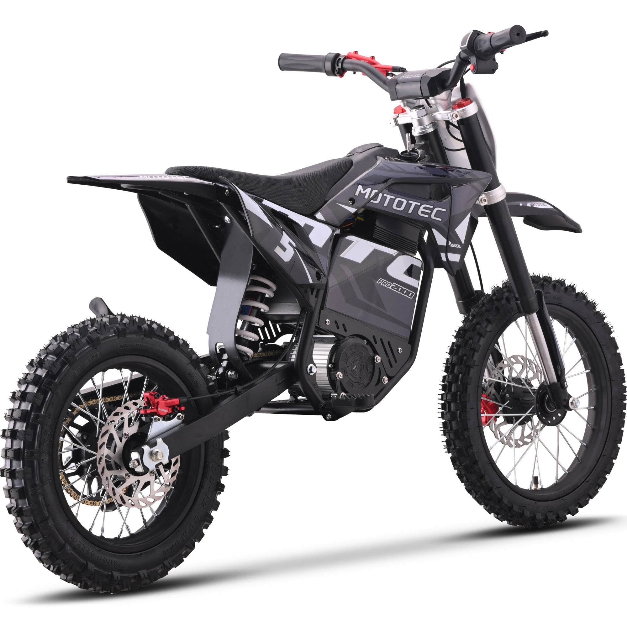 MotoTec 60v 2000w Pro Electric Dirt Bike Lithium Grey