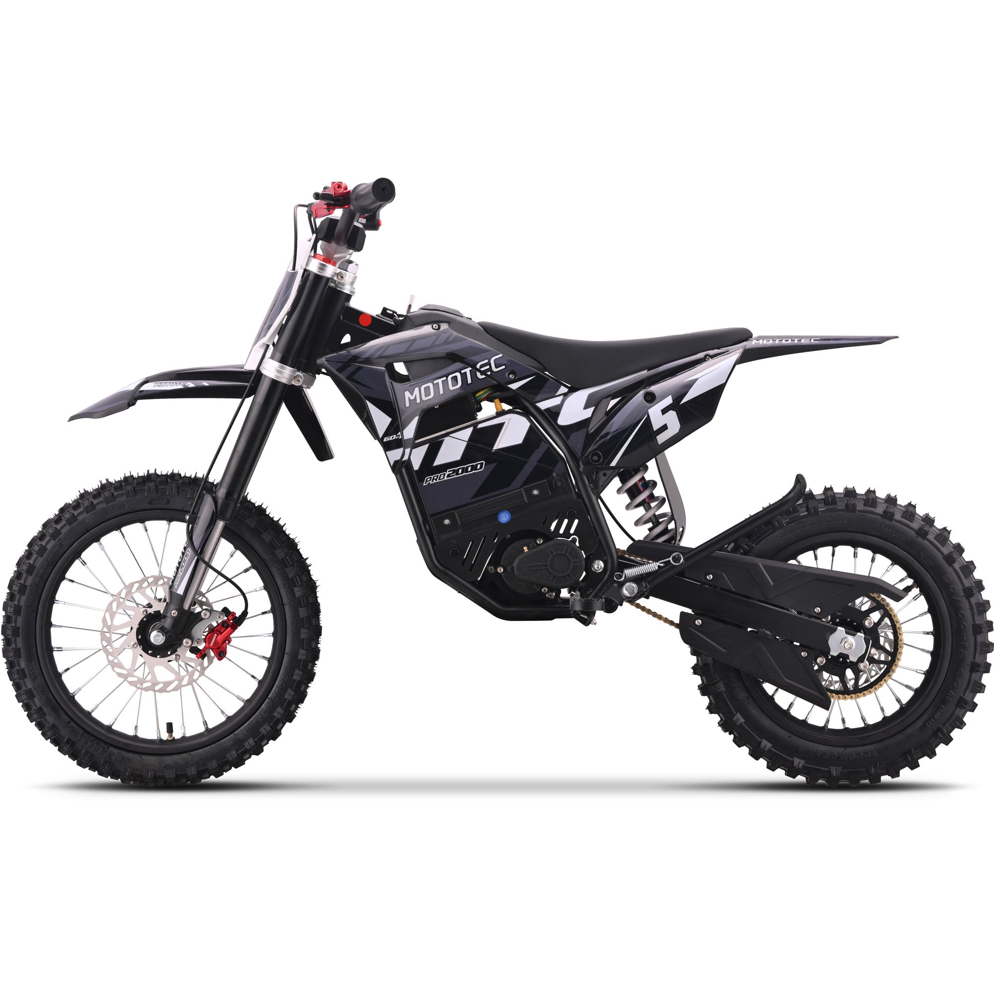 MotoTec 60v 2000w Pro Electric Dirt Bike Lithium Grey
