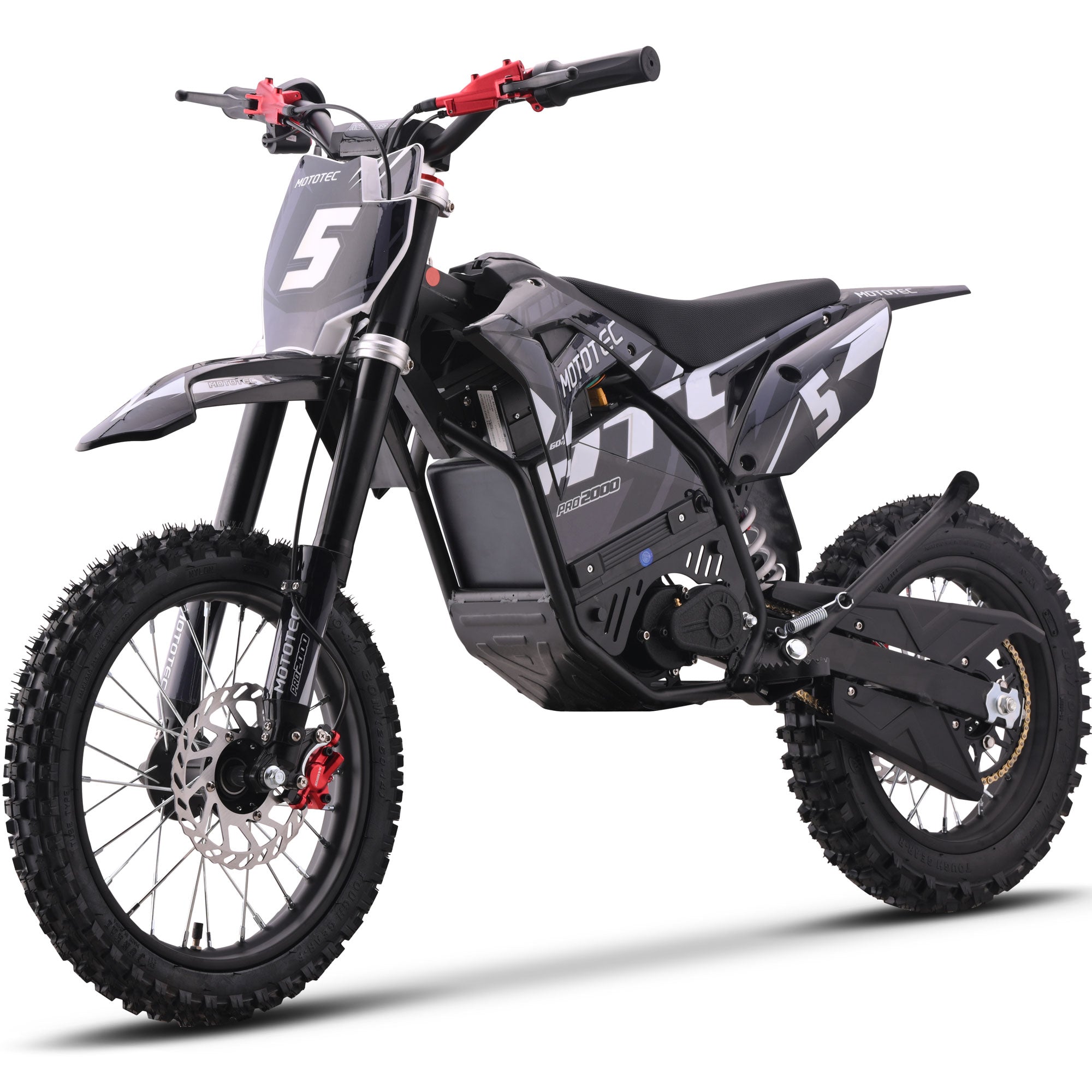 MotoTec 60v 2000w Pro Electric Dirt Bike Lithium Grey