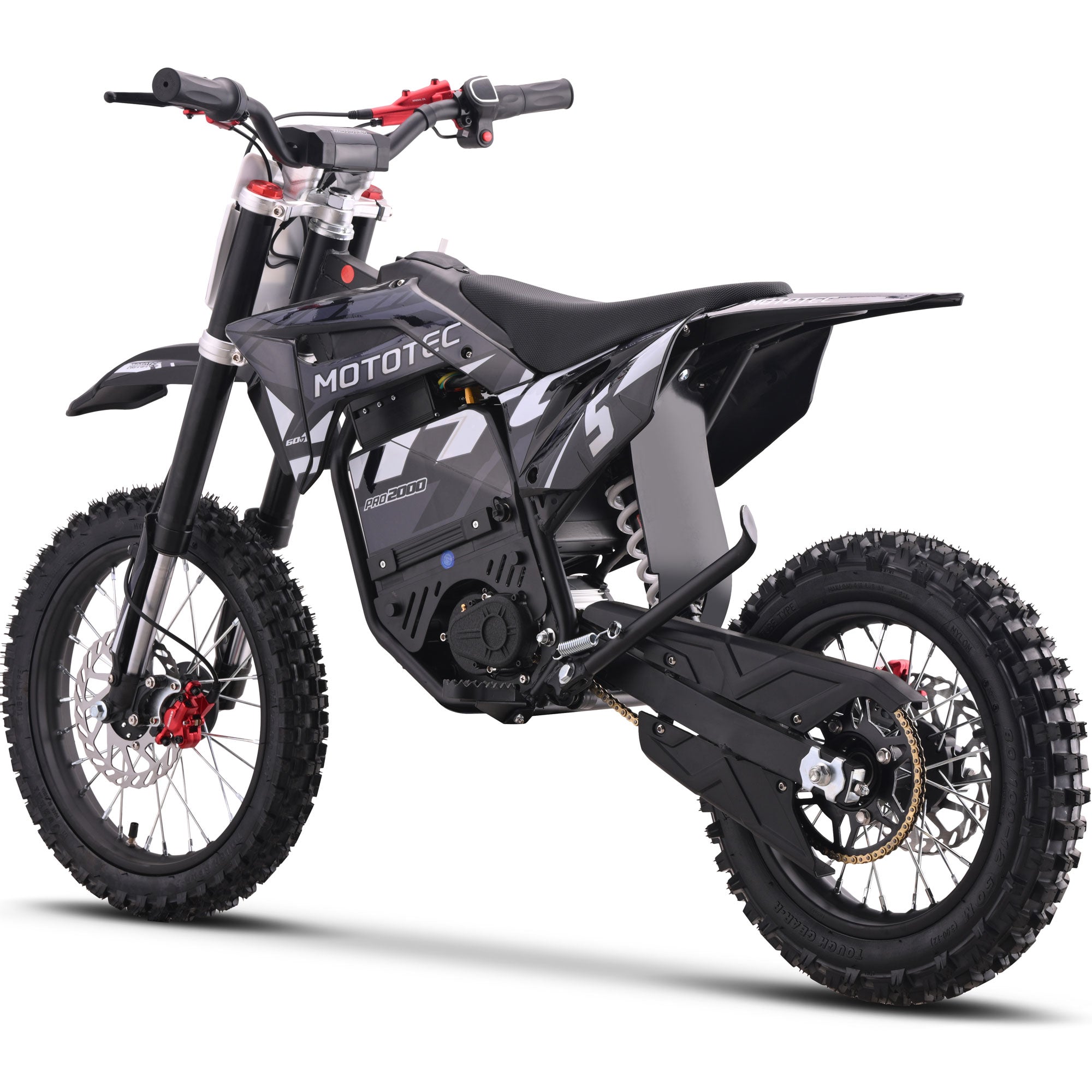 MotoTec 60v 2000w Pro Electric Dirt Bike Lithium Grey