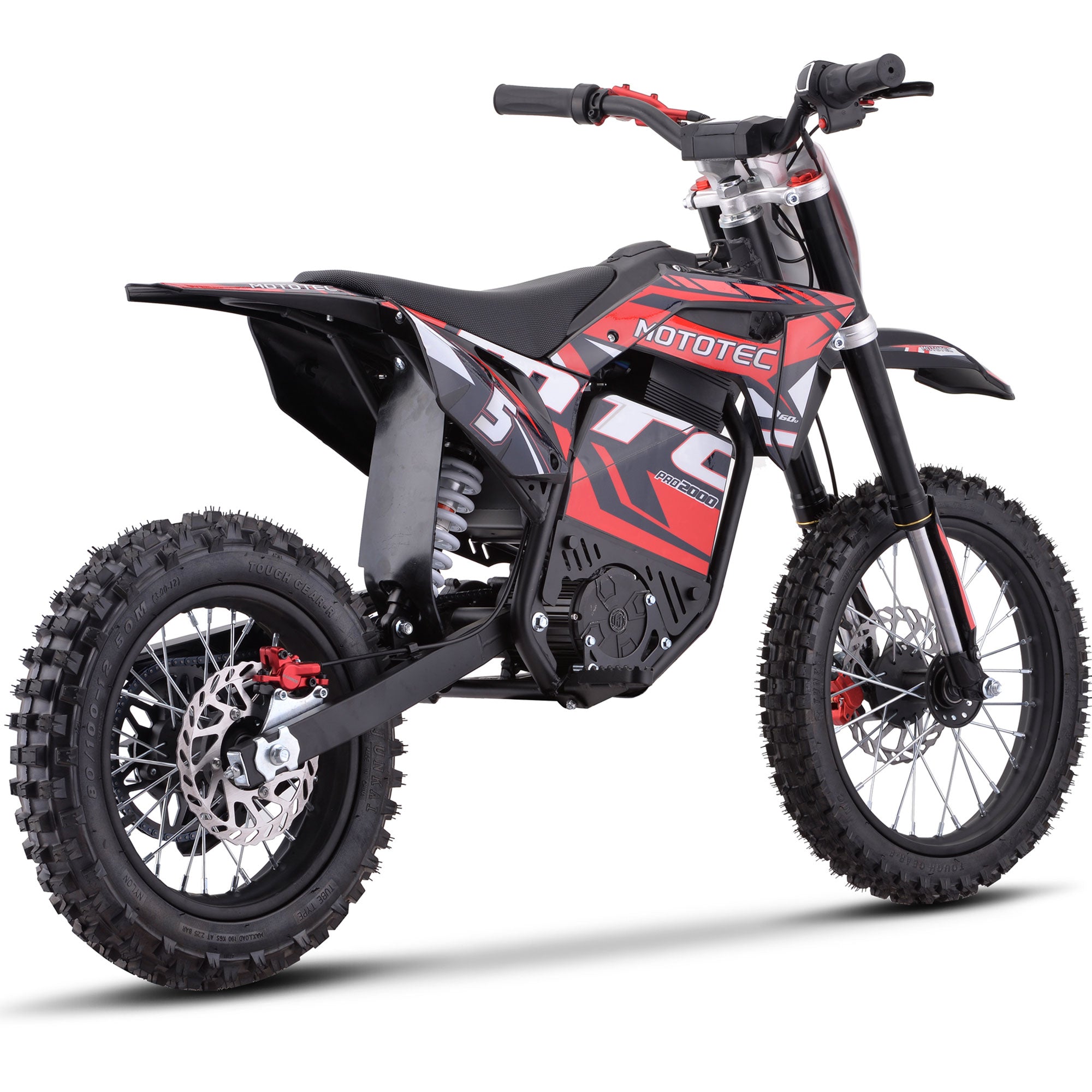 MotoTec 60v 2000w Pro Electric Dirt Bike Lithium Red