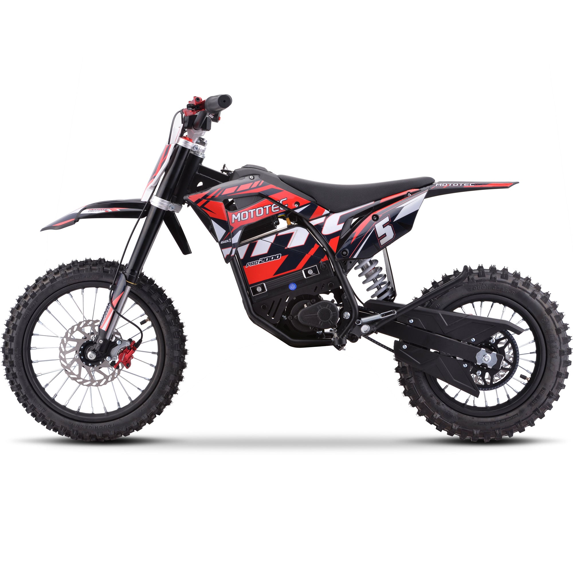MotoTec 60v 2000w Pro Electric Dirt Bike Lithium Red
