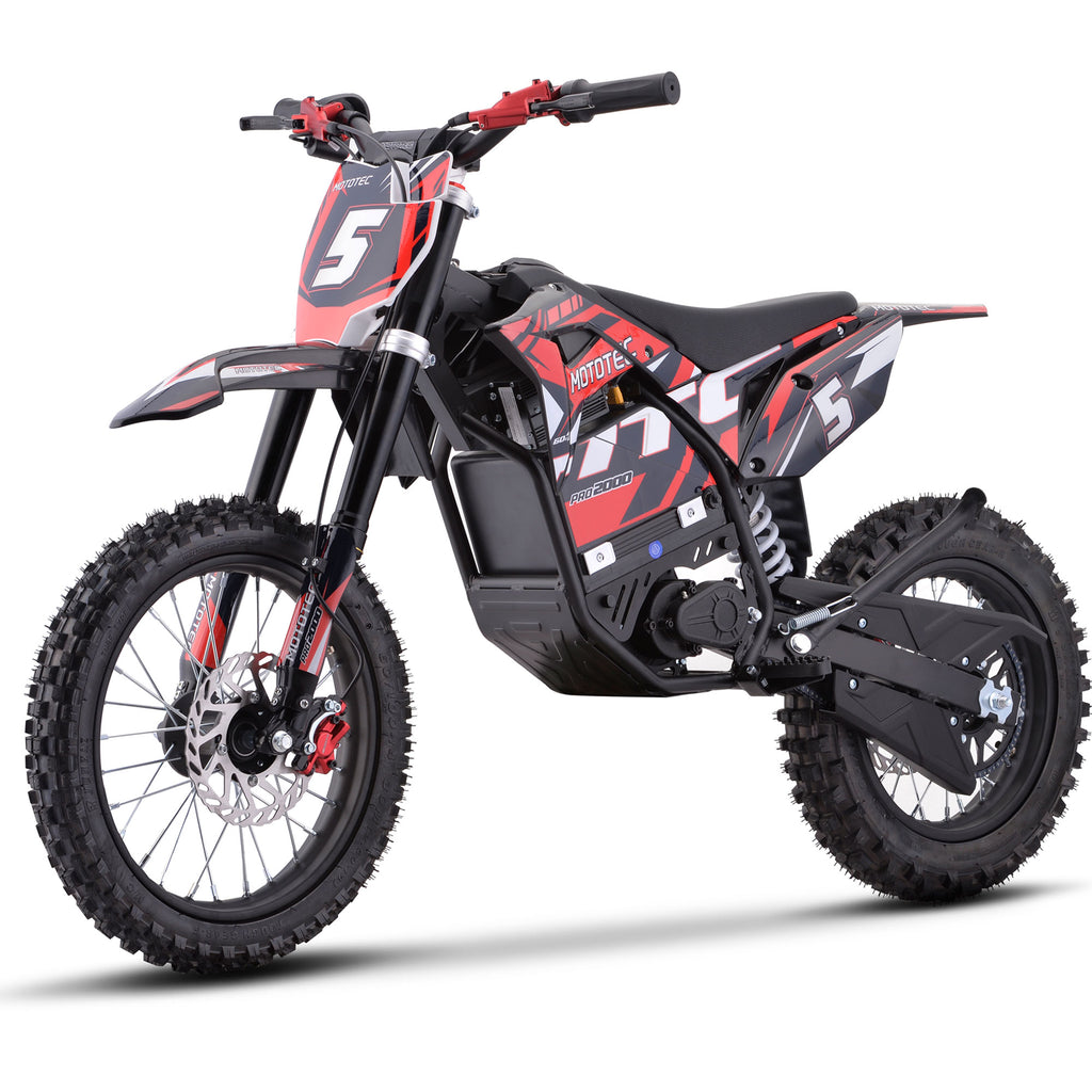 MotoTec 60v 2000w Pro Electric Dirt Bike Lithium Red