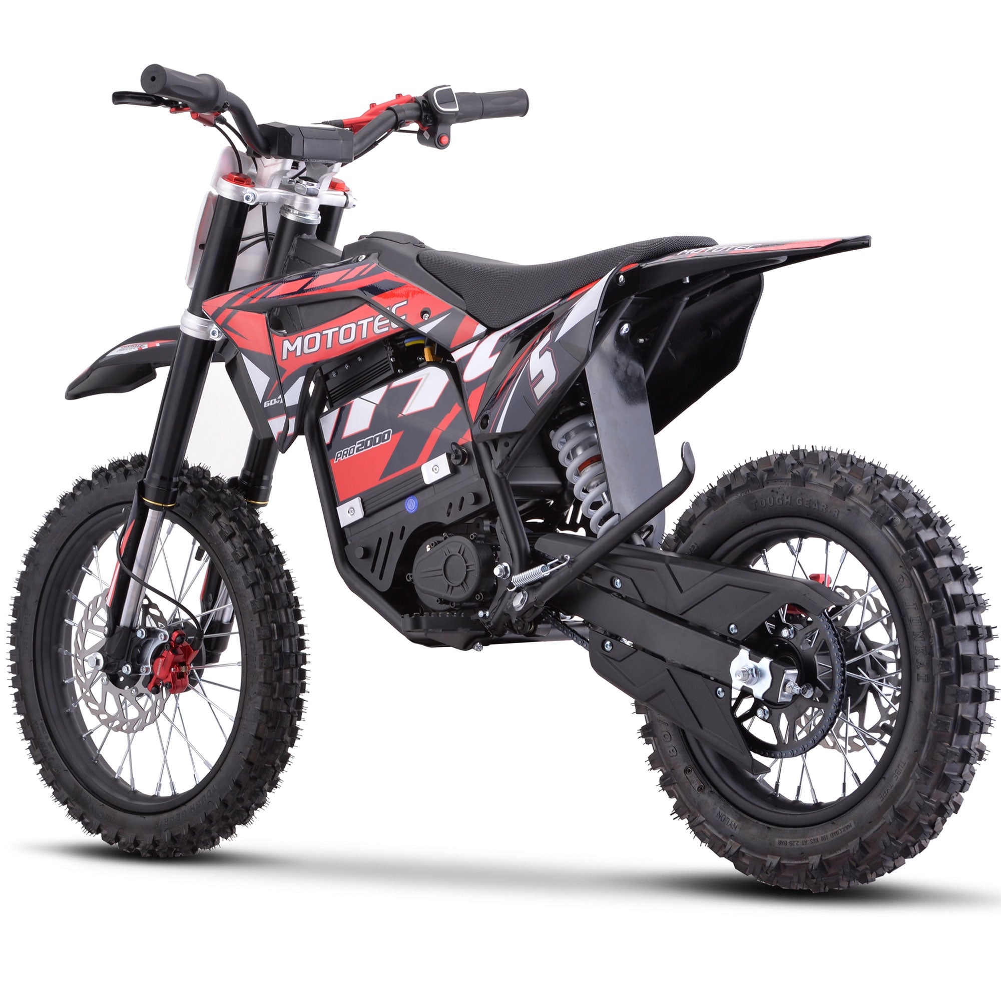 MotoTec 60v 2000w Pro Electric Dirt Bike Lithium Red