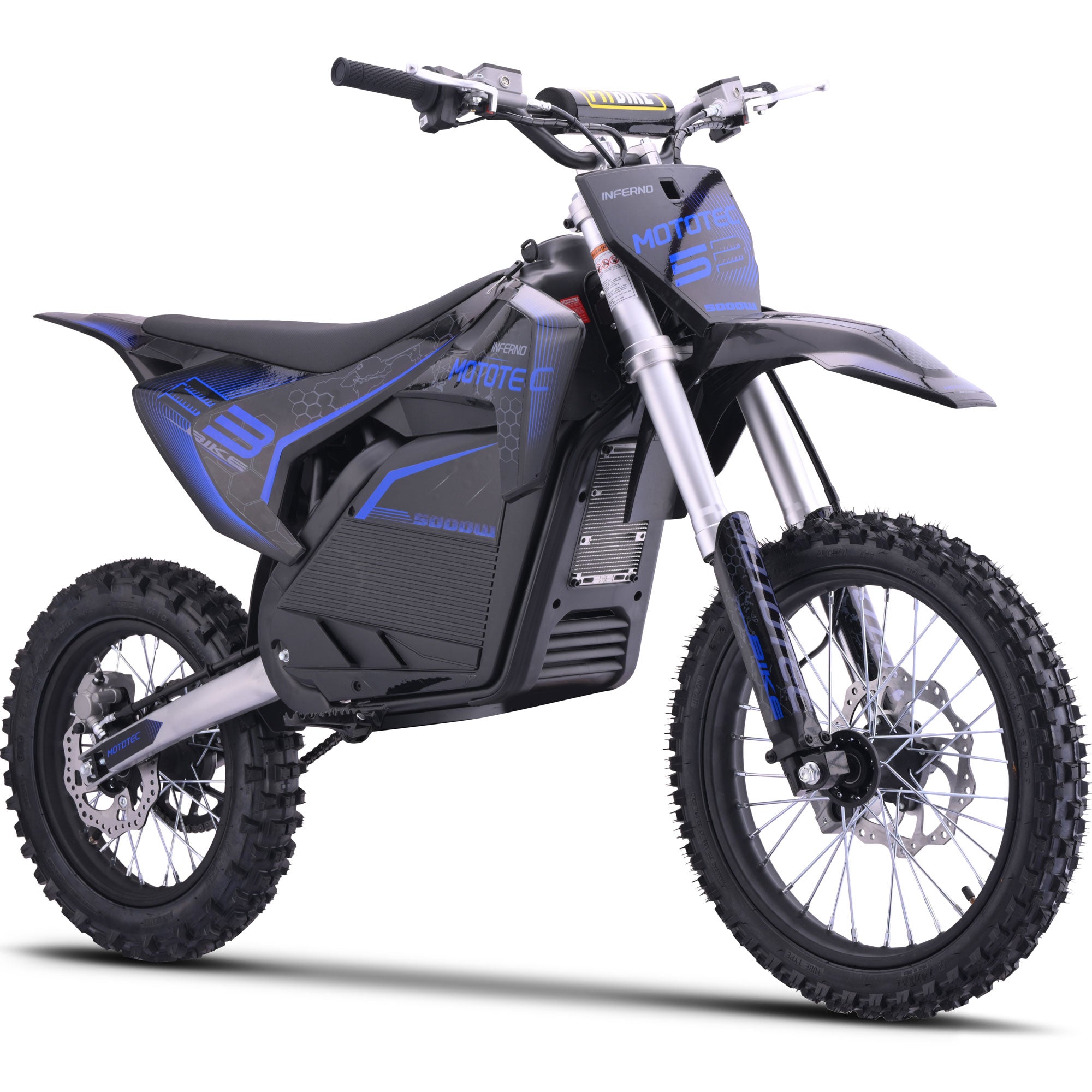 MotoTec 72v 5000w Pro Electric Dirt Bike Lithium Blue